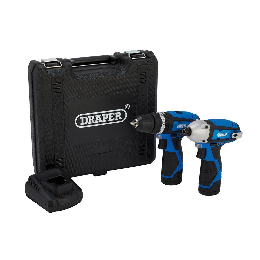 Draper 12V Combi Drill & Impact Driver, 2 x 1.5Ah Batteries, 1 x Fast Charger  70257