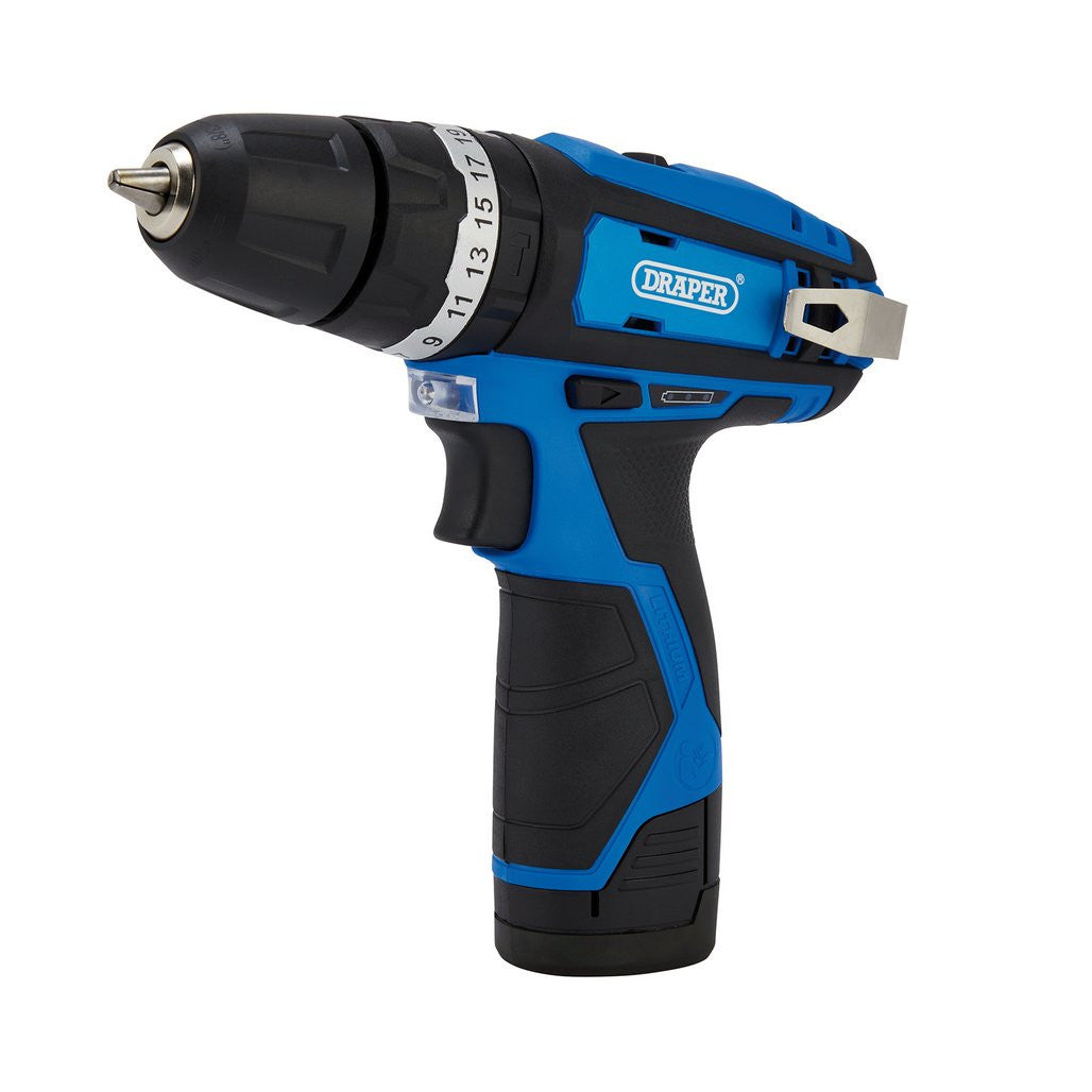 Draper 12V Combi Drill & Impact Driver, 2 x 1.5Ah Batteries, 1 x Fast Charger  70257