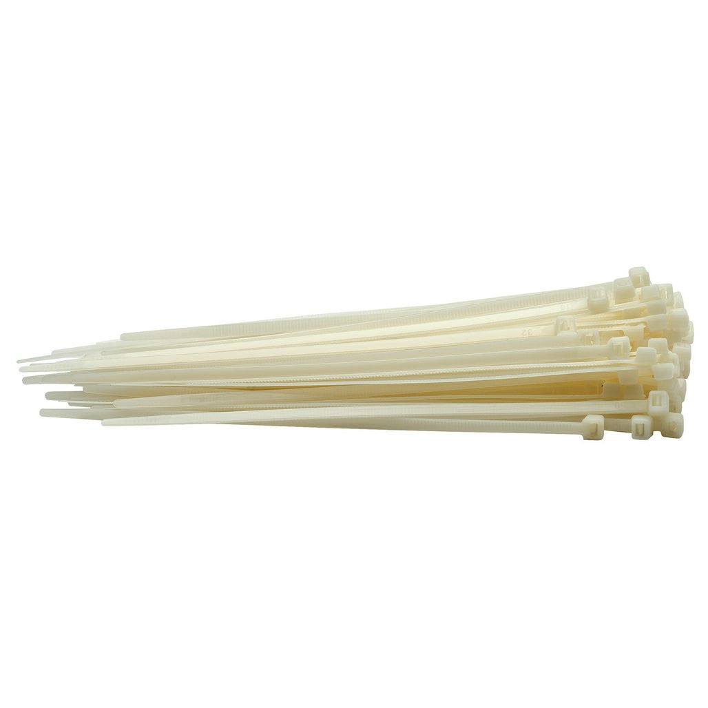 Draper Cable Ties, 4.8 x 200mm, White (Pack of 100)  70394