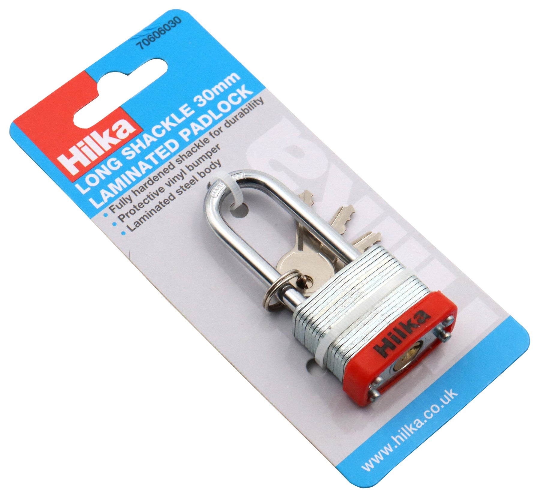 Hilka 30mm Long Shackle Laminated Padlock 70606030