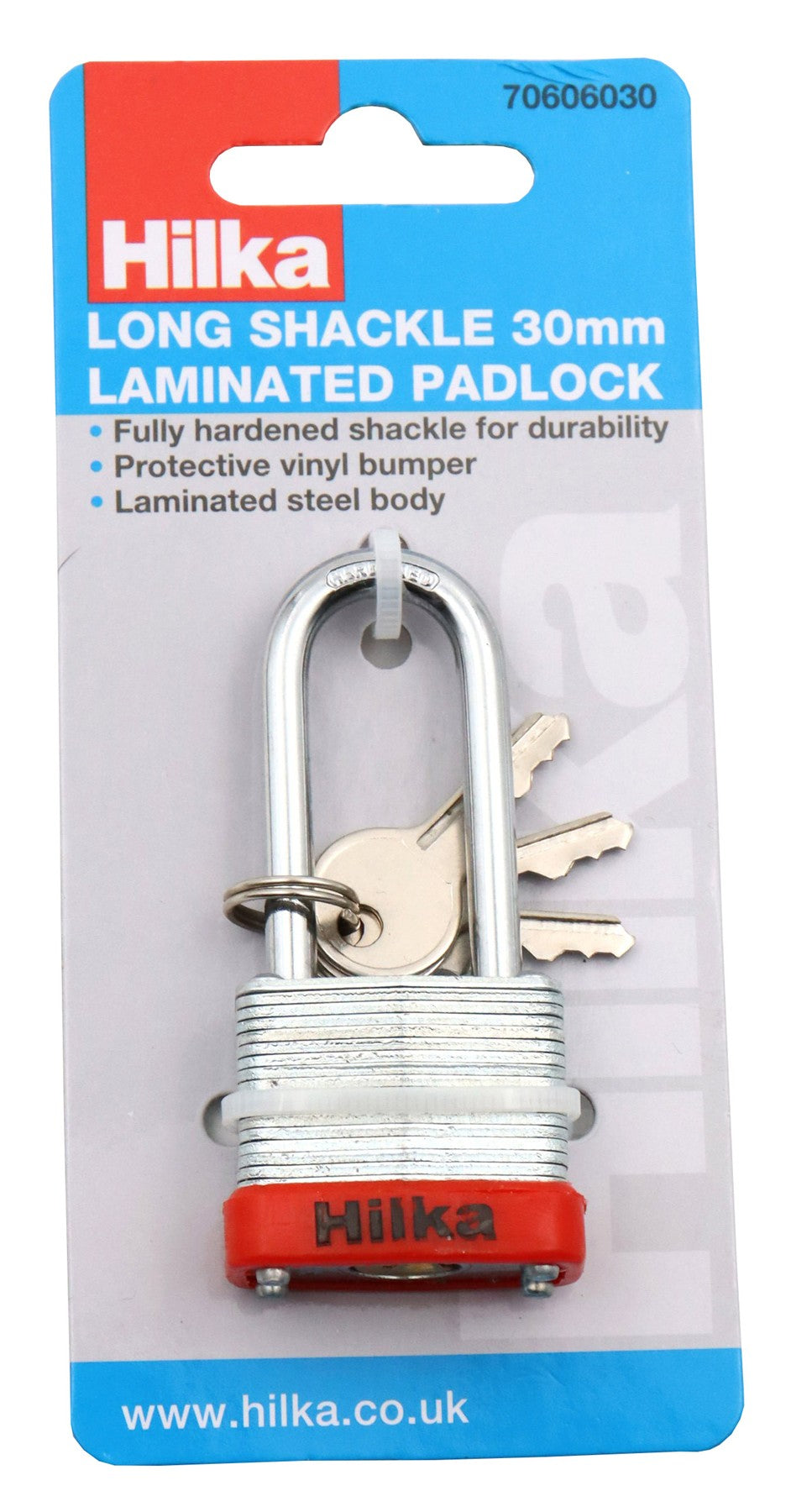 Hilka 30mm Long Shackle Laminated Padlock 70606030