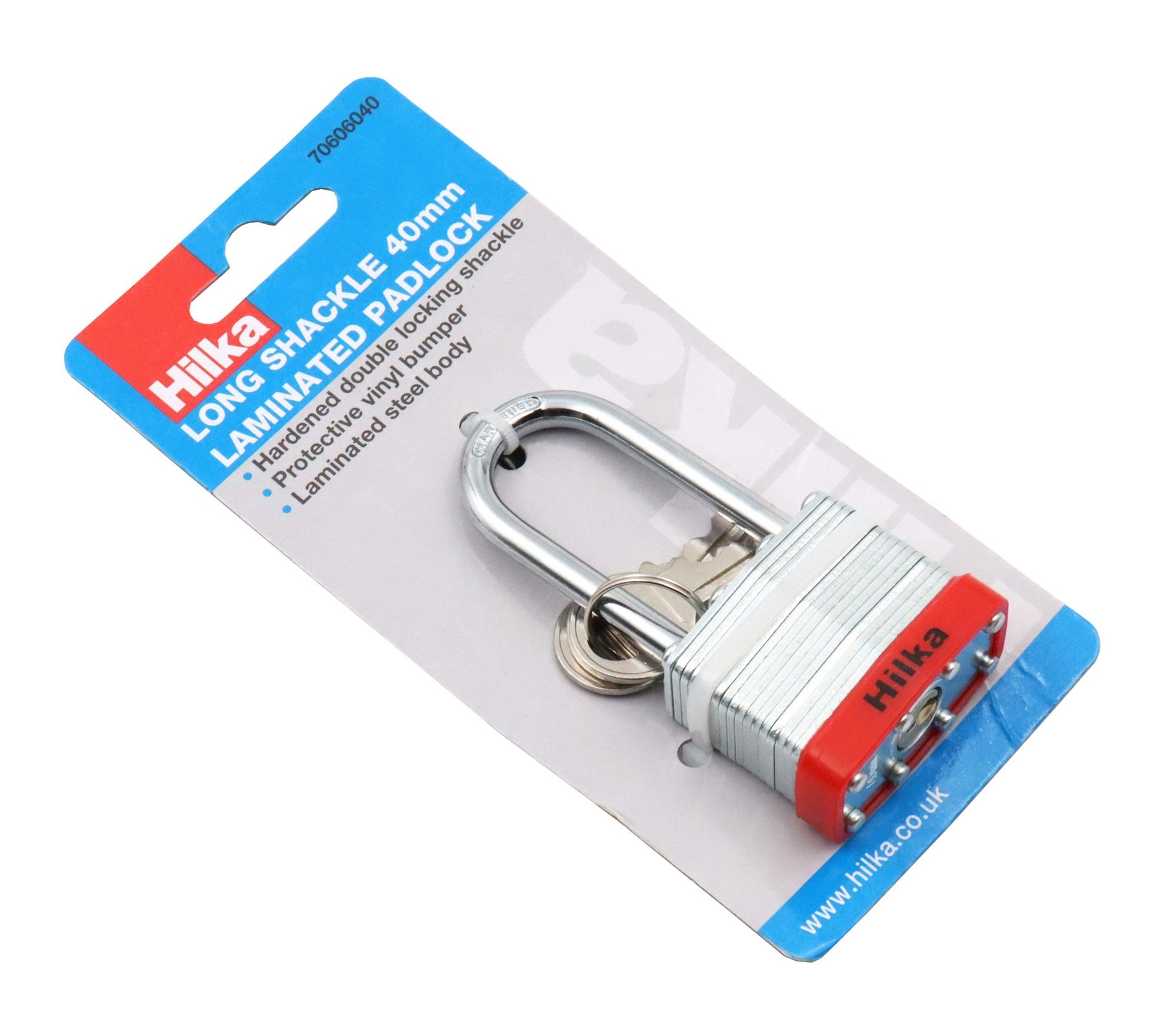Hilka 40mm Long Shackle Laminated Padlock 70606040