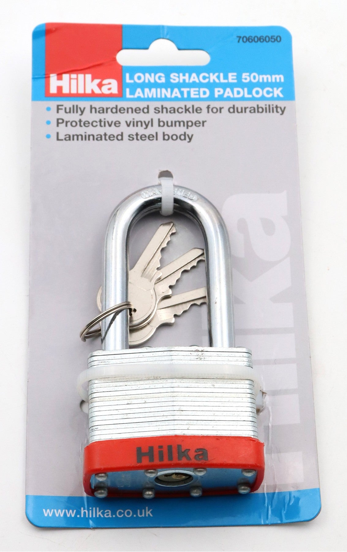 Hilka 50mm Long Shackle Laminated Padlock 70606050