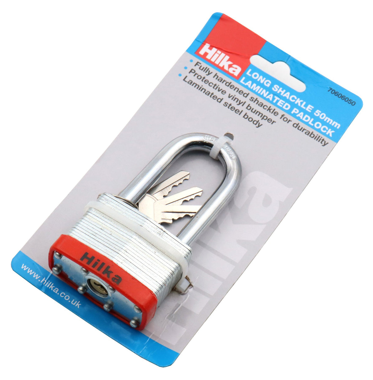 Hilka 50mm Long Shackle Laminated Padlock 70606050