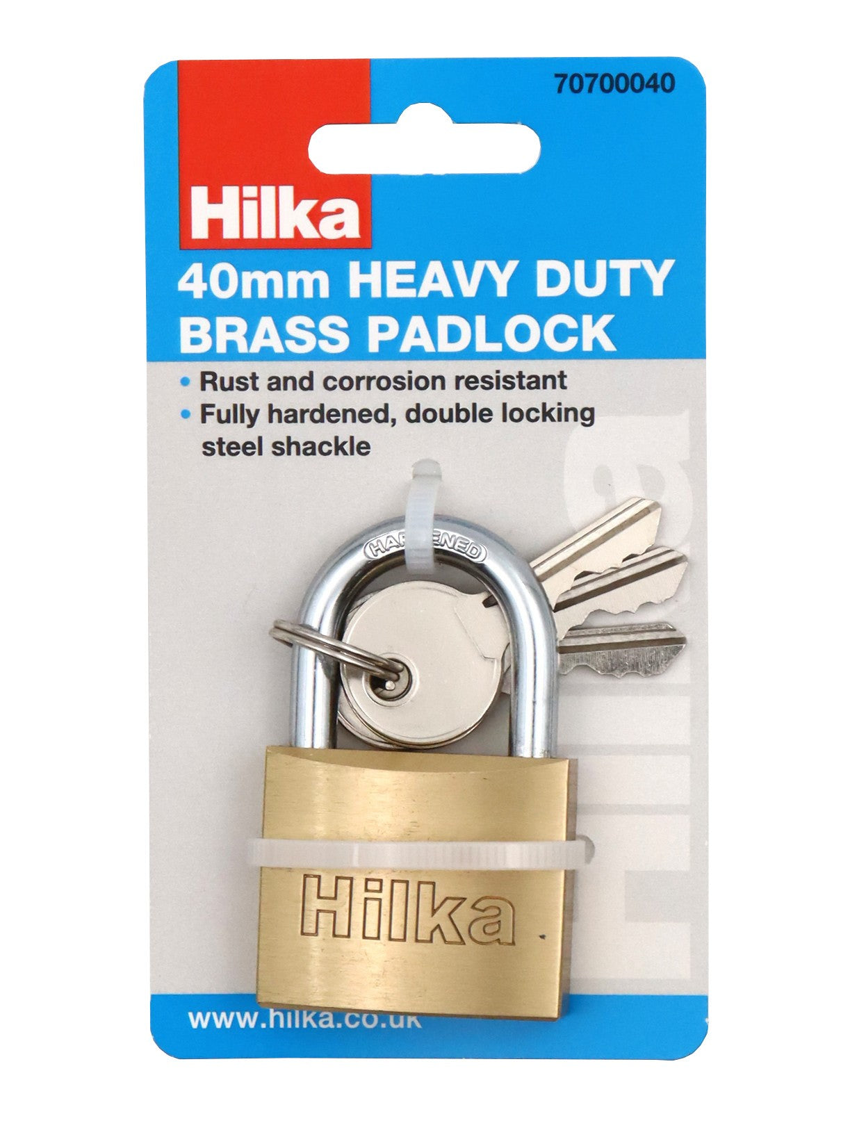 Hilka 40mm Heavy Duty Brass Padlock 70700040