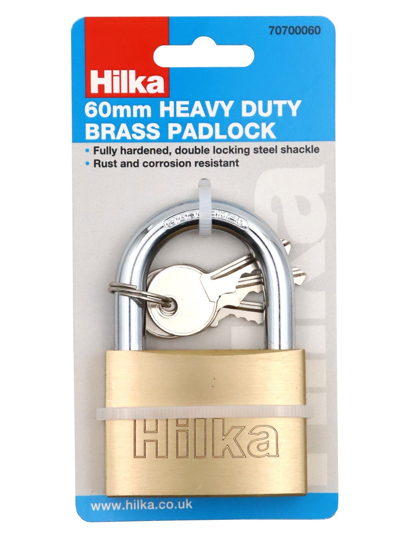 Hilka 60mm Heavy Duty Brass Padlock 70700060