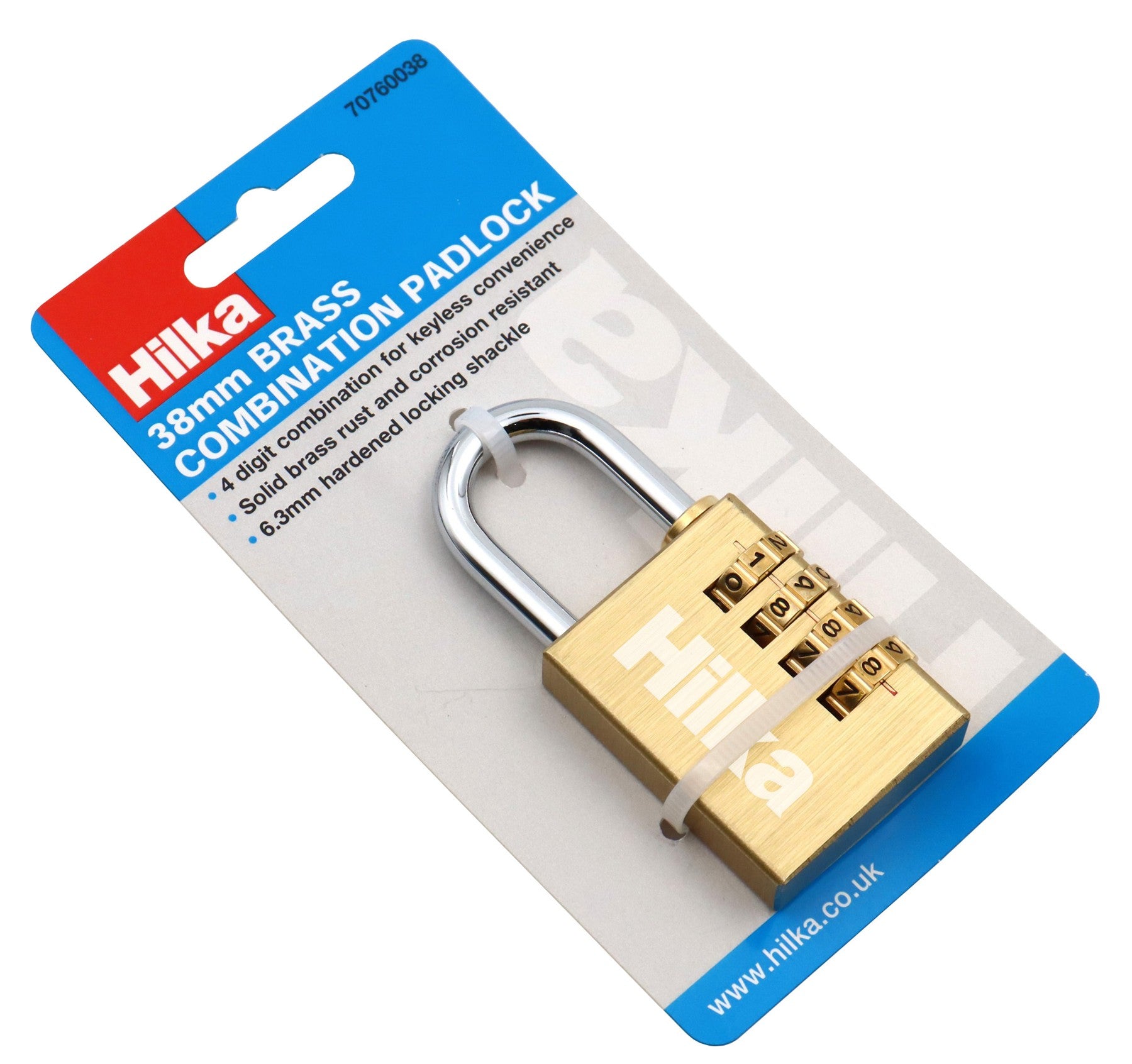 Hilka 38mm Brass Combination Padlock 70760038