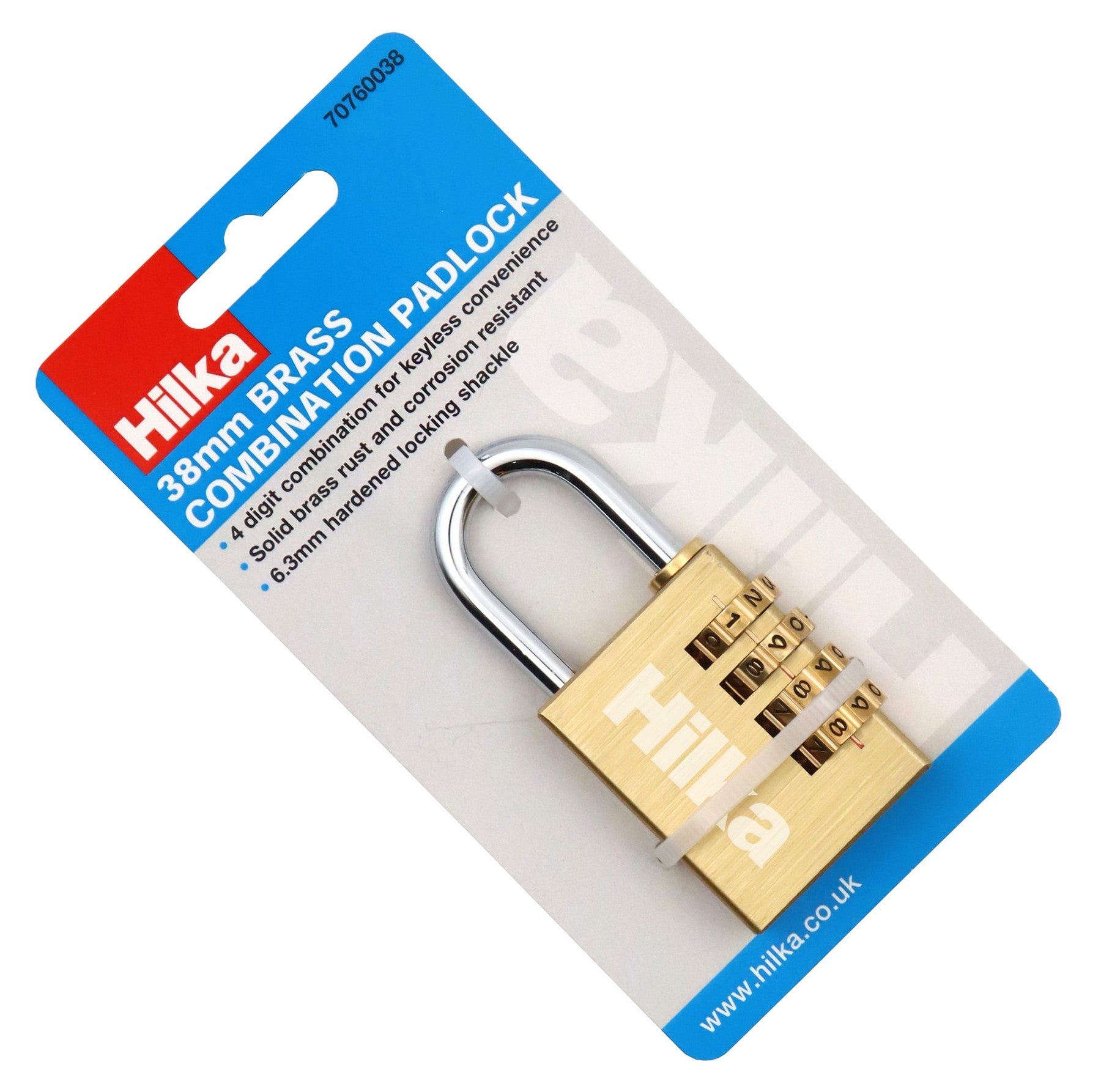 Hilka 38mm Brass Combination Padlock 70760038