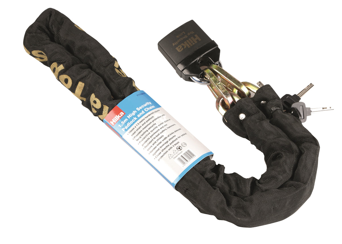 Hilka 1.5m High Security Padlock and Chain 71150010