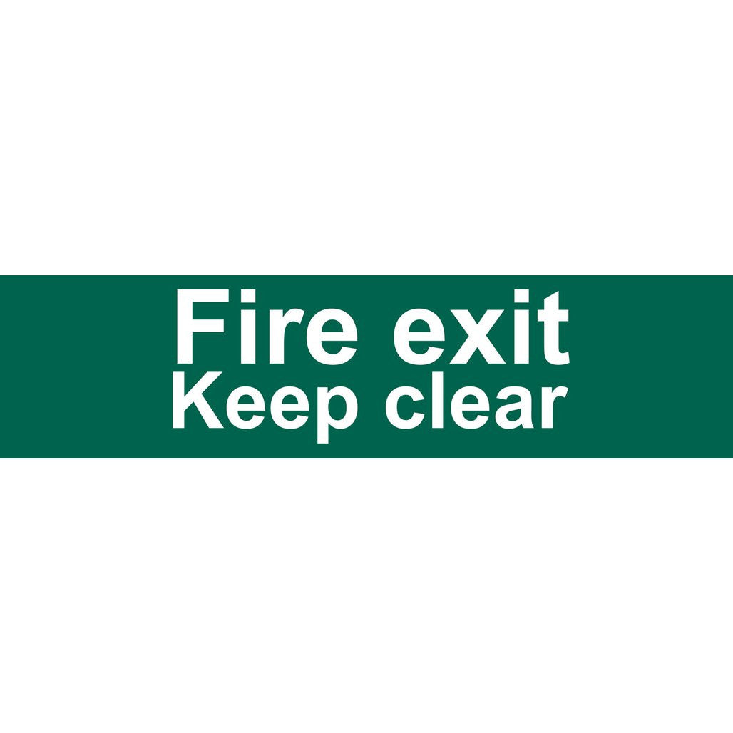 Draper Fire Exit Keep Clear' Safety Sign, 200 x 50mm 73221
