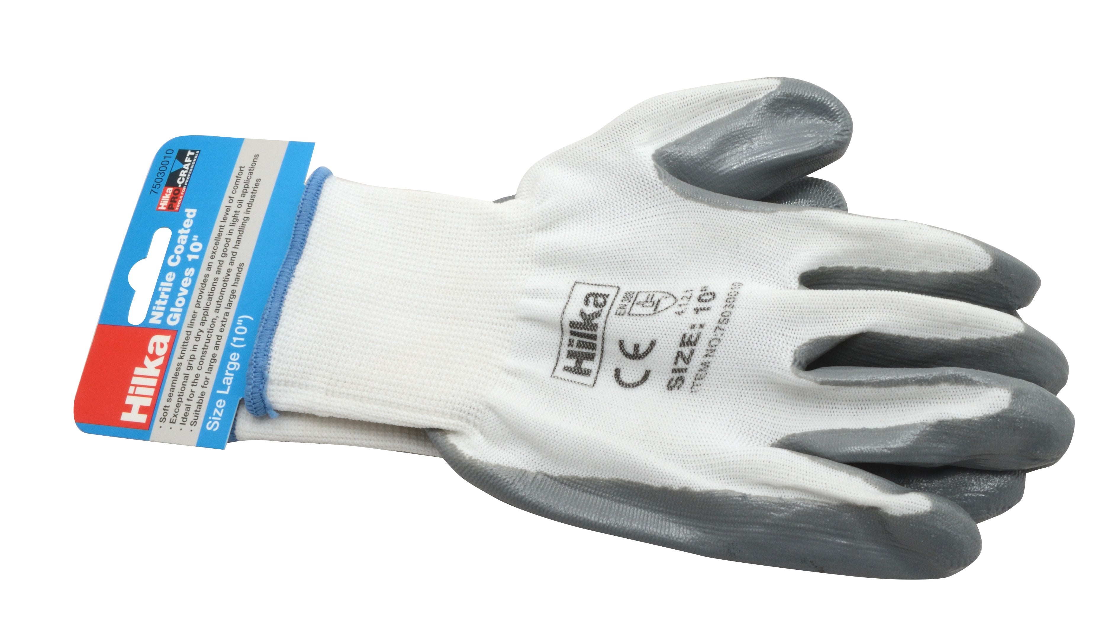 Hilka Large 10" Nitrile Coated Work Gloves 75030010