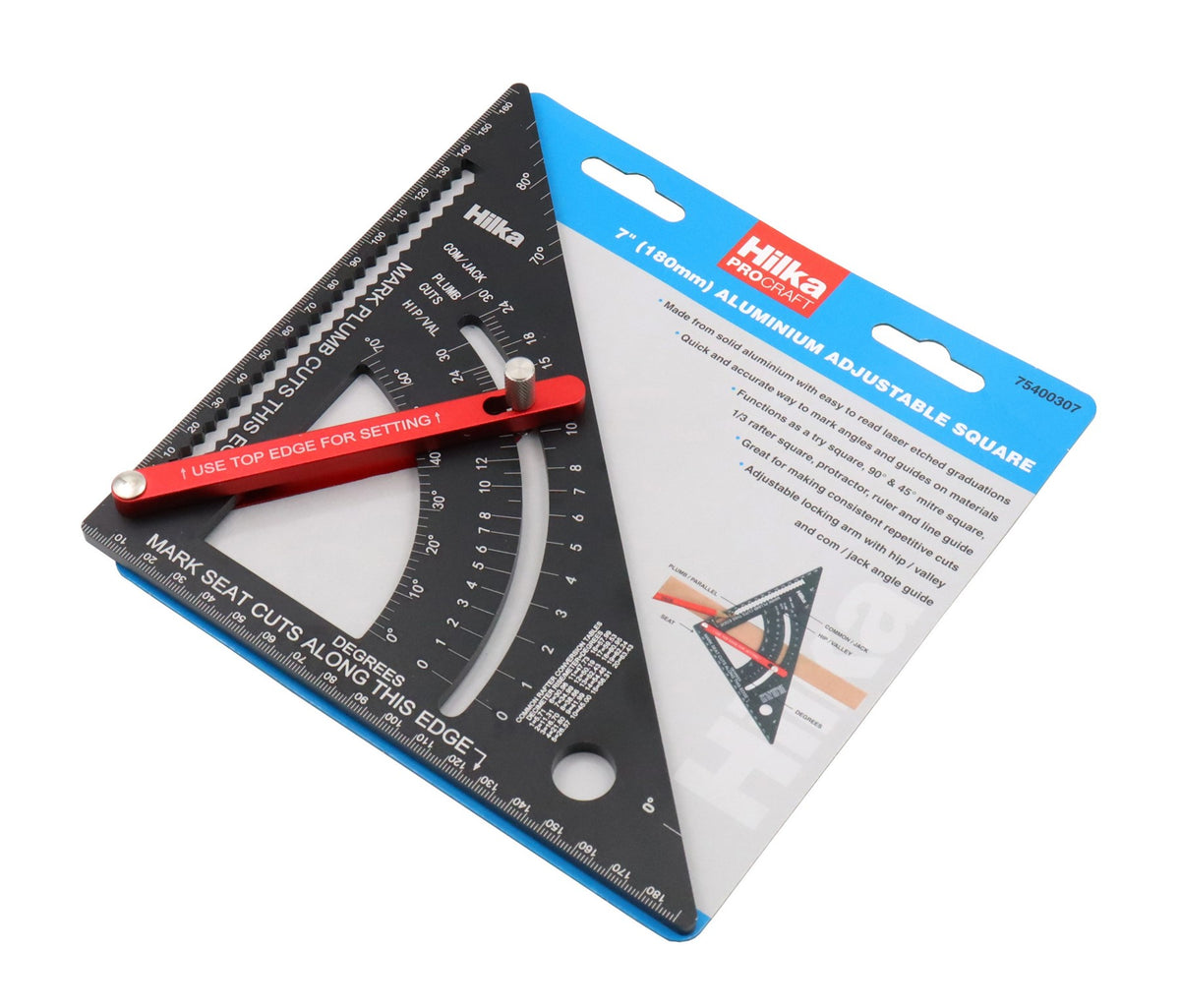 Hilka 7" (180mm) Aluminium Adjustable Square 75400307
