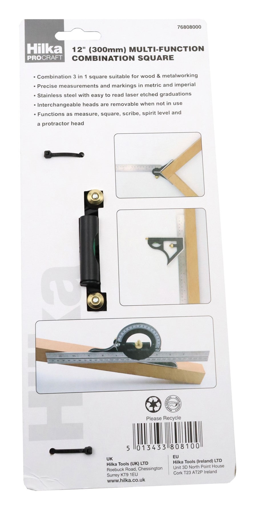 Hilka 12" (300mm) Multi-Function Combination Square 76808000