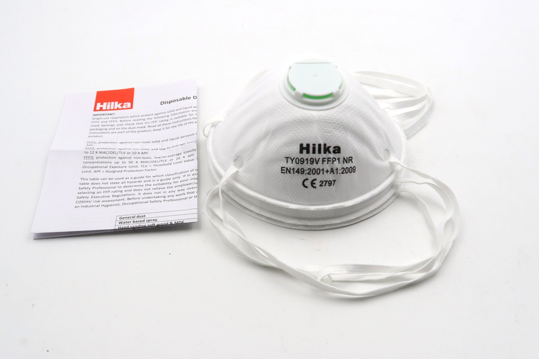 Hilka 3 pce Moulded Valve Disposable Masks FFP1 77505003