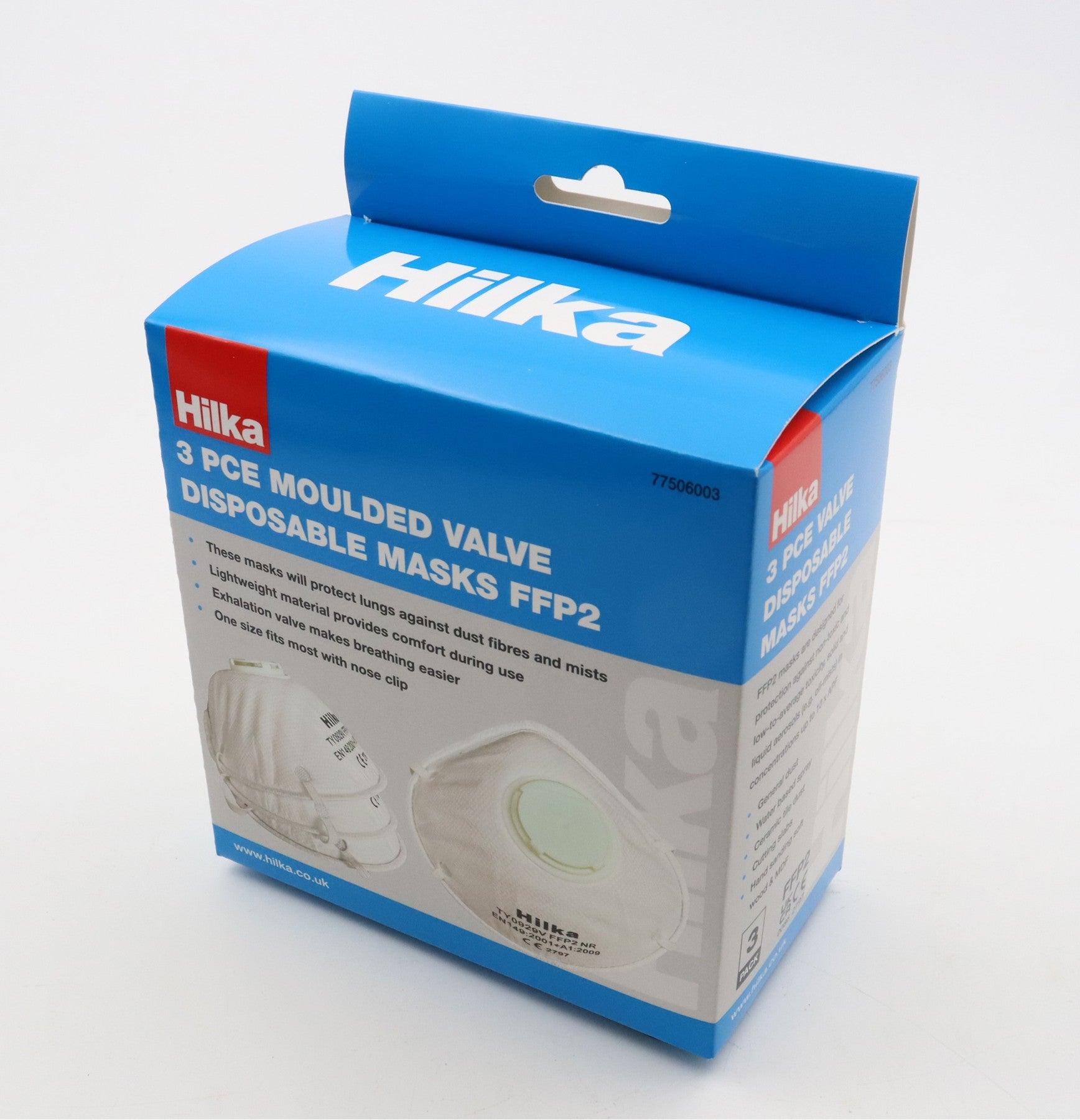 Hilka 3 pce Moulded Valve Disposable Masks FFP2 77506003