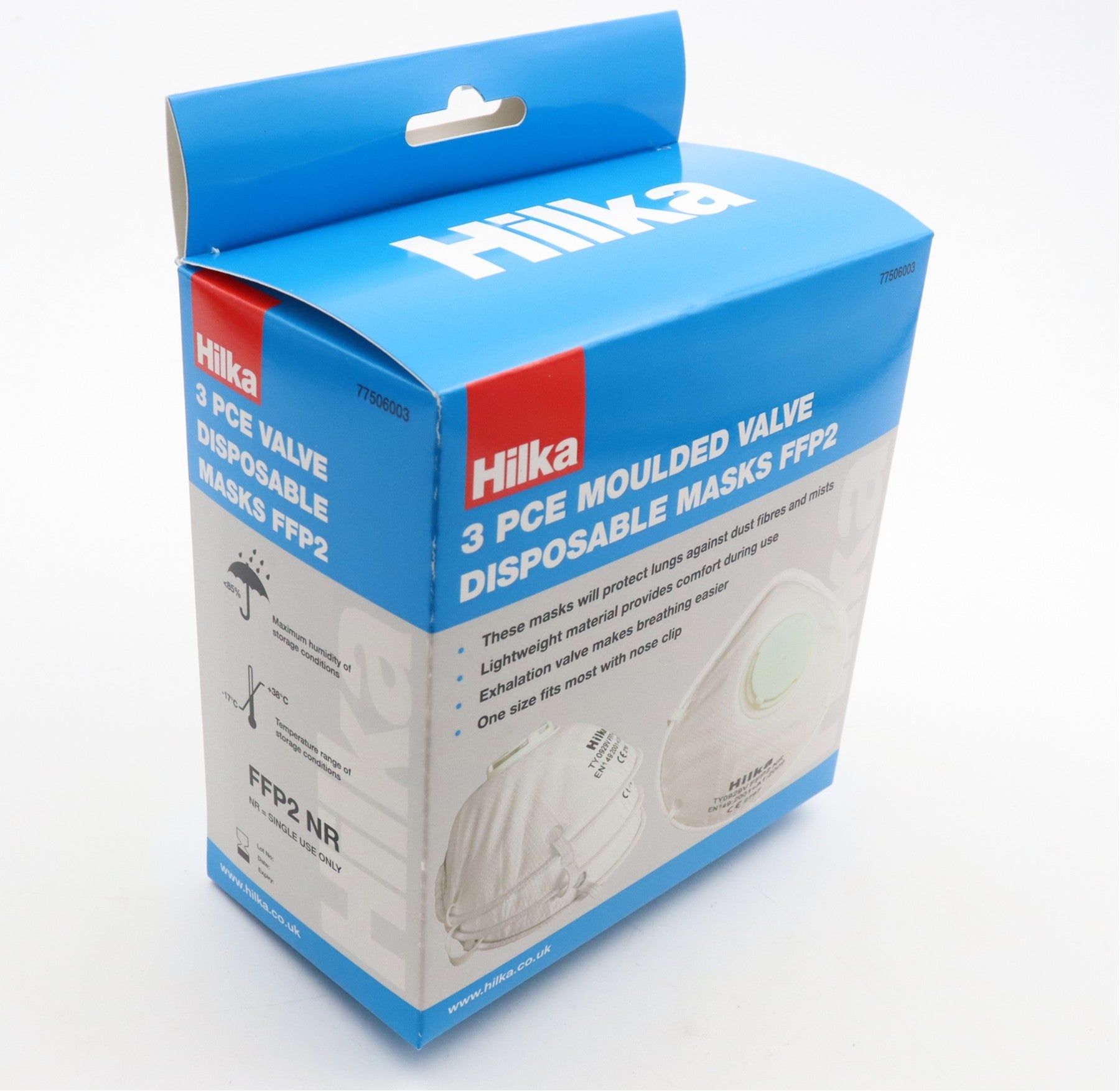 Hilka 3 pce Moulded Valve Disposable Masks FFP2 77506003