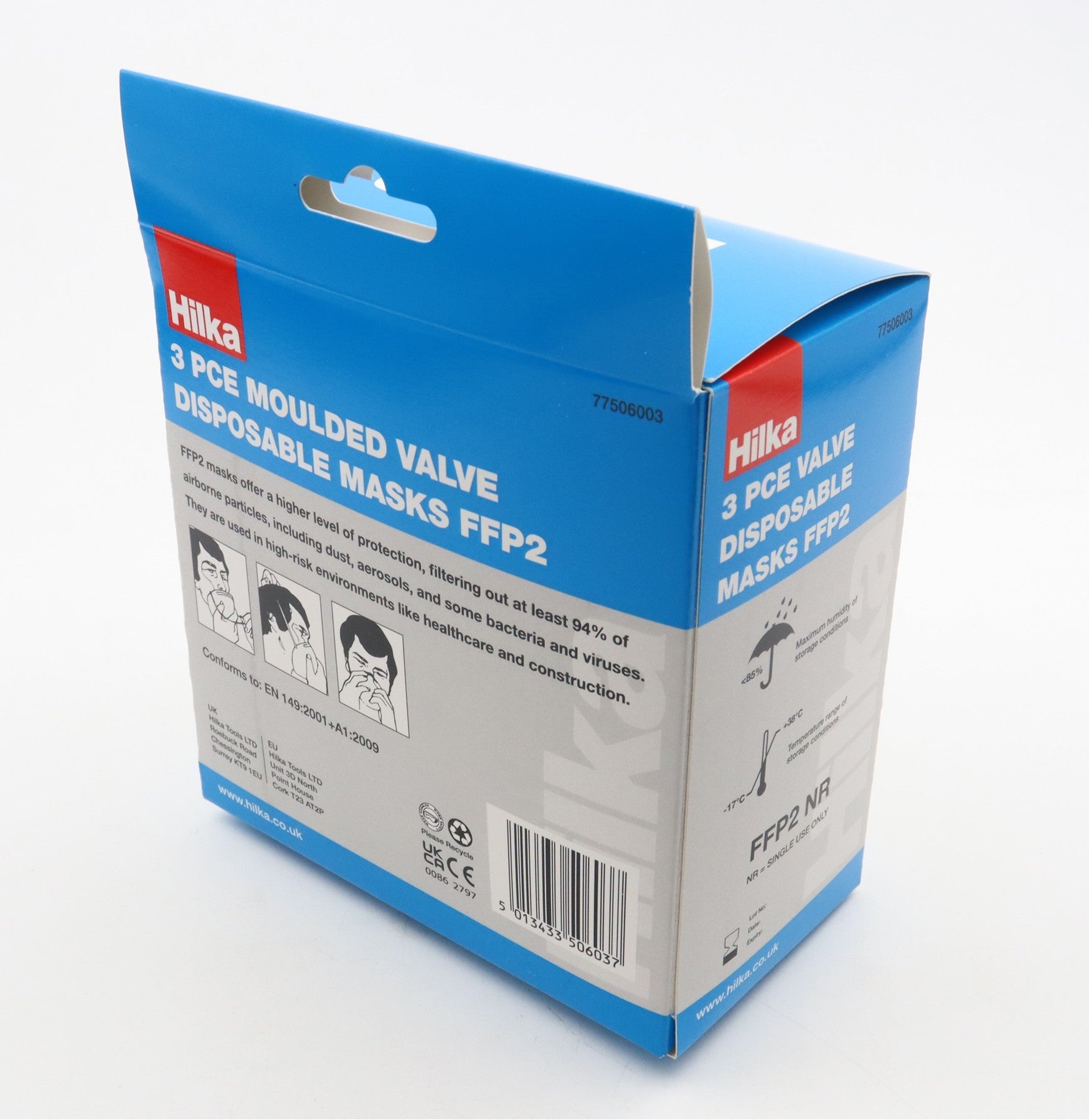 Hilka 3 pce Moulded Valve Disposable Masks FFP2 77506003