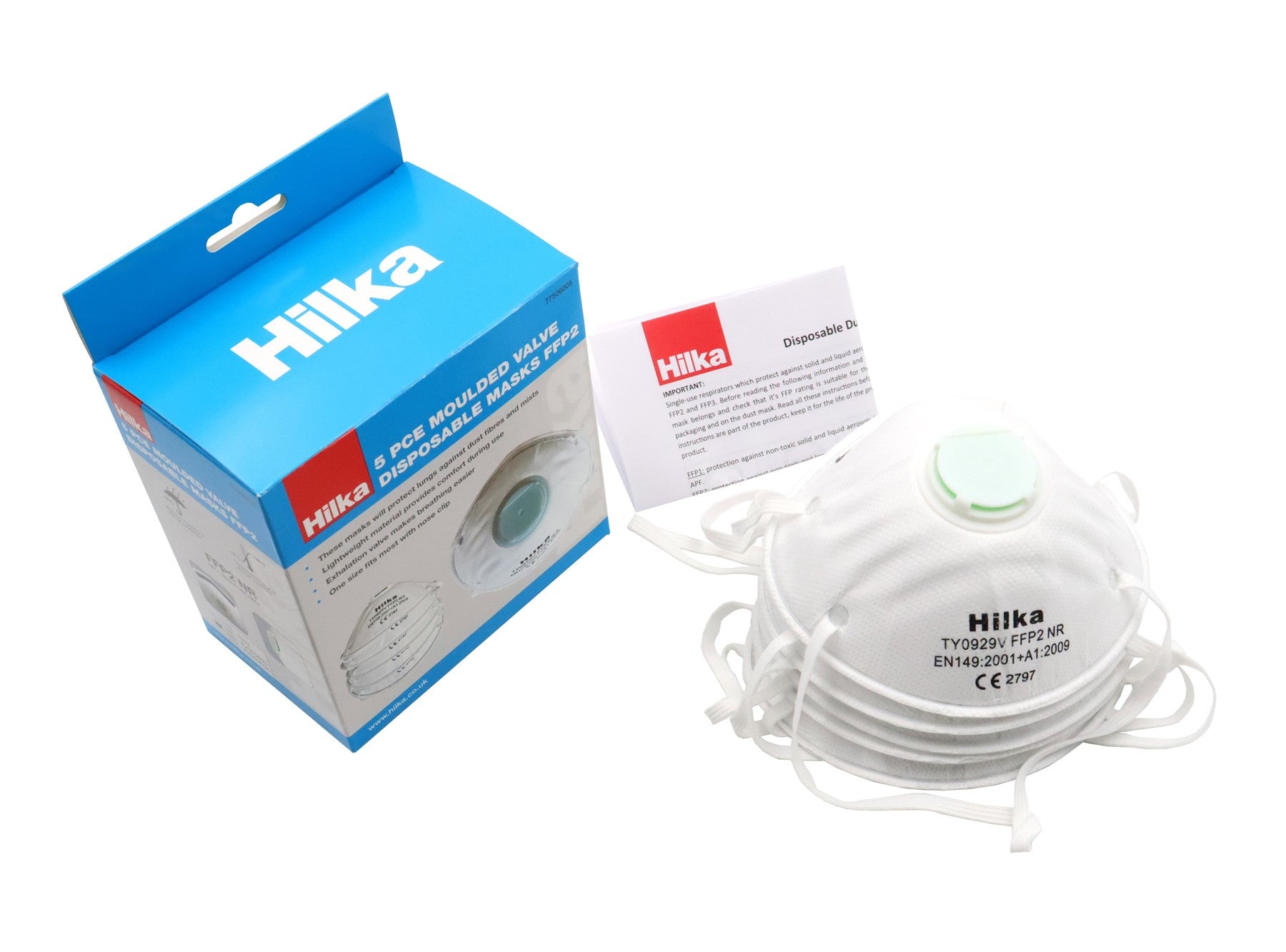 Hilka 5 pce Moulded Valve Disposable Masks FFP2 77506005