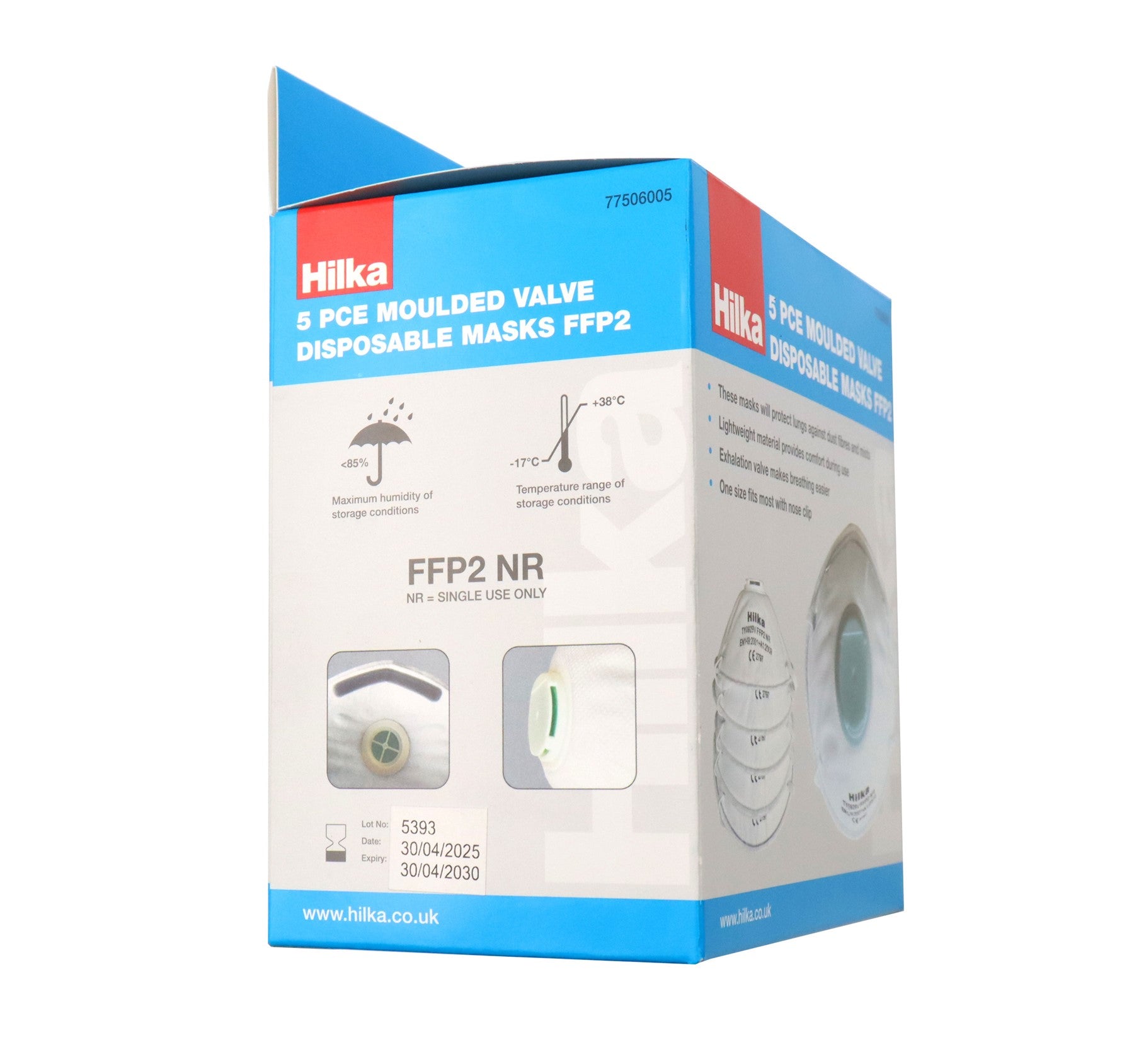 Hilka 5 pce Moulded Valve Disposable Masks FFP2 77506005