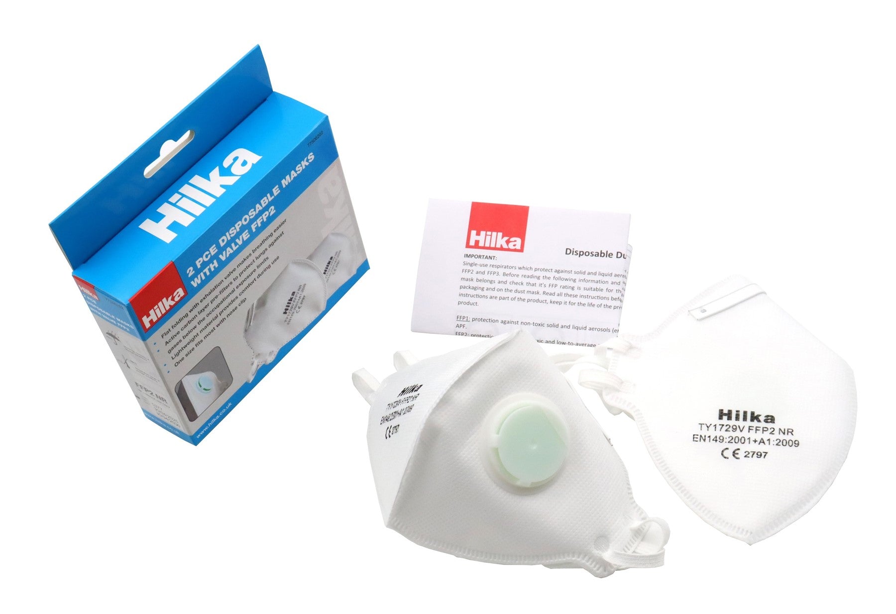 Hilka 2 pce Disposable Masks with Valve FFP2 77506202