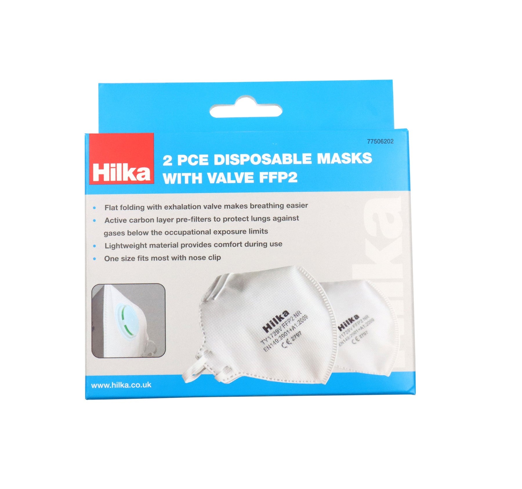 Hilka 2 pce Disposable Masks with Valve FFP2 77506202