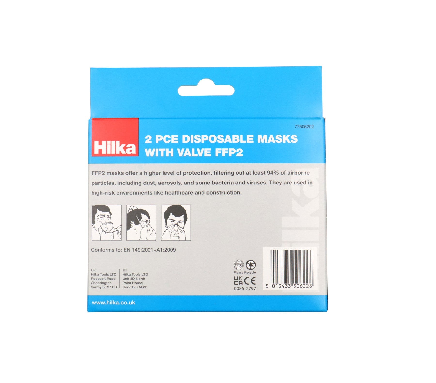 Hilka 2 pce Disposable Masks with Valve FFP2 77506202