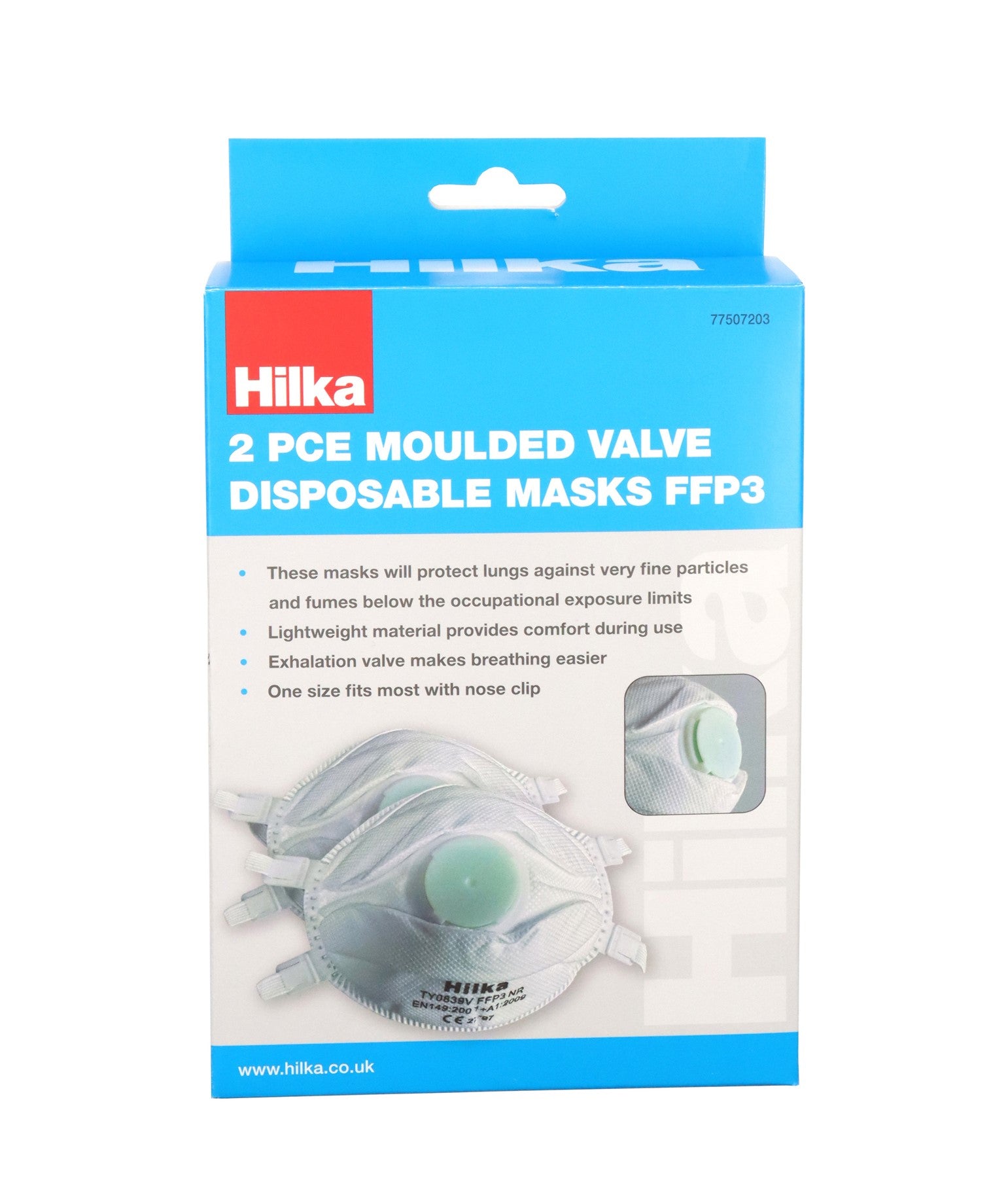 Hilka 2 pce Moulded Valve Disposable Masks FFP3 77507203