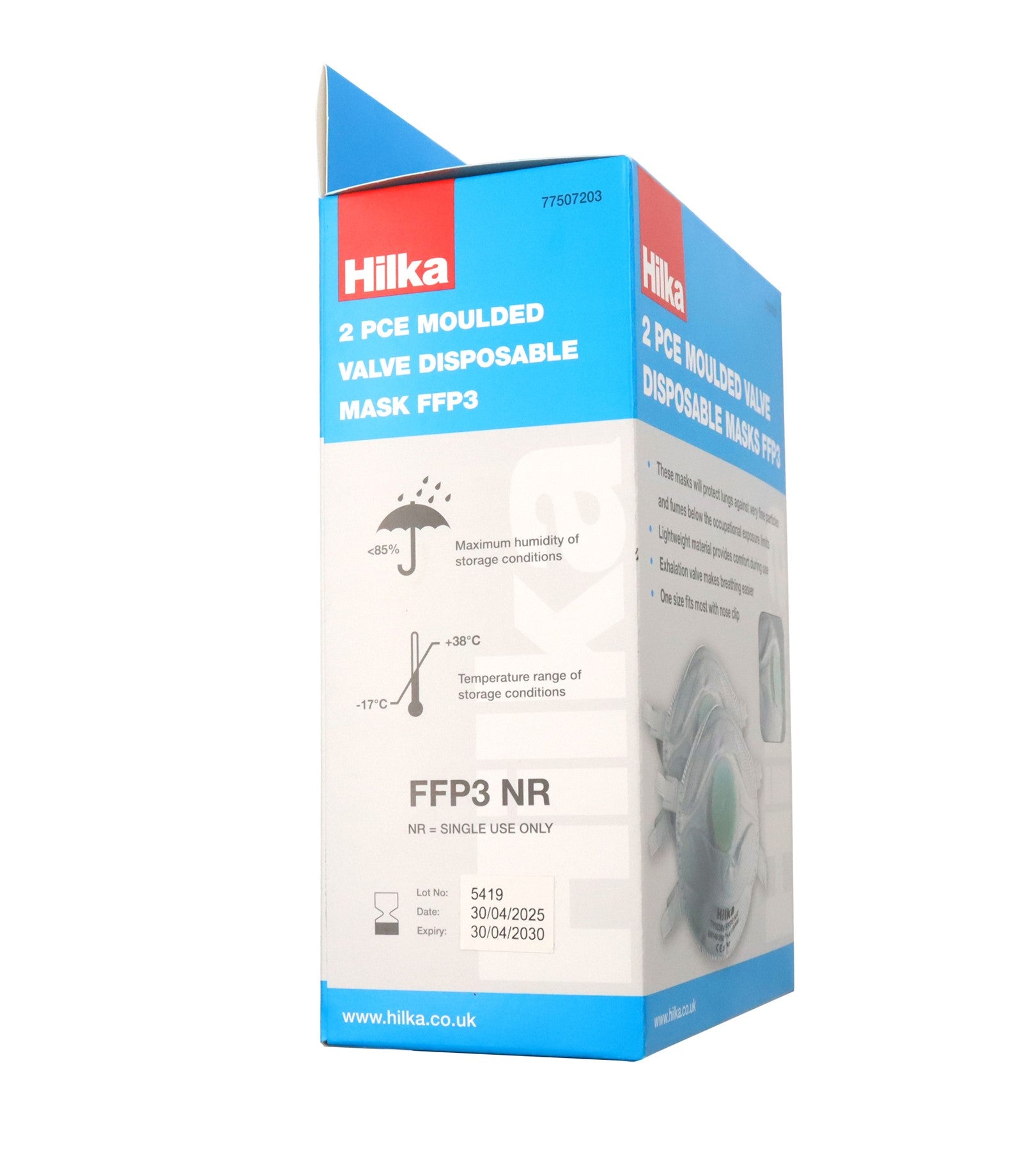 Hilka 2 pce Moulded Valve Disposable Masks FFP3 77507203