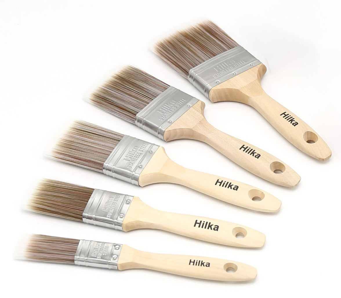 Hilka 5 pce Wooden Synthetic Bristle Paint Brushes 78710505