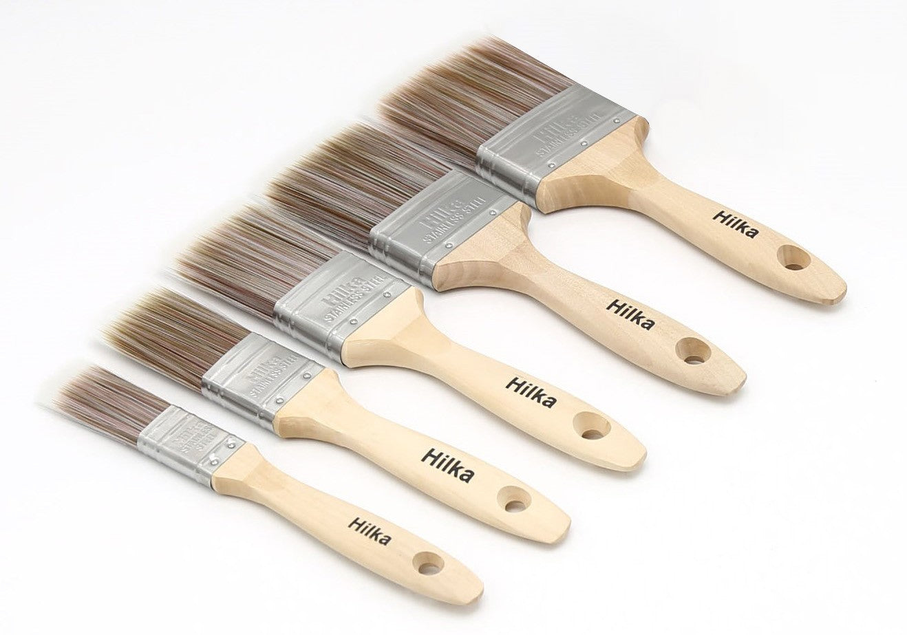 Hilka 5 pce Wooden Synthetic Bristle Paint Brushes 78710505