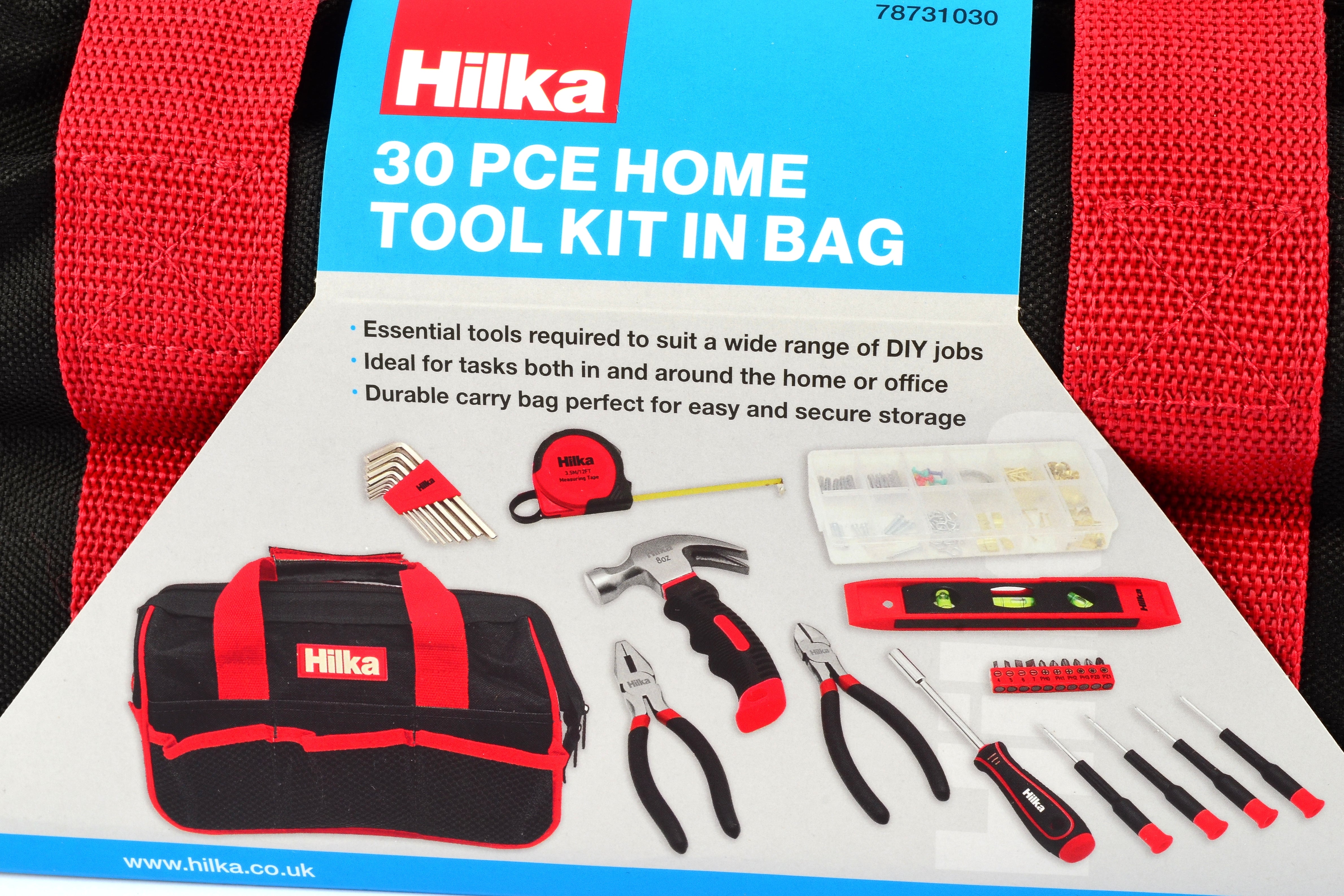 Hilka 30 pce Home Tool Kit in Bag 78731030