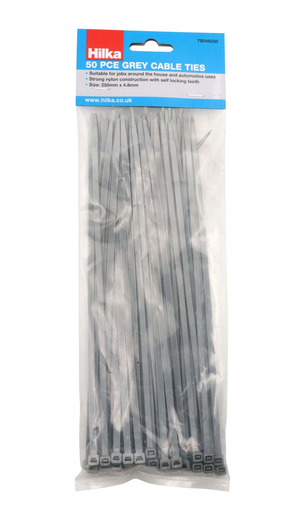 Hilka 50 4.8mm x 250mm Cable Ties Grey 79048250