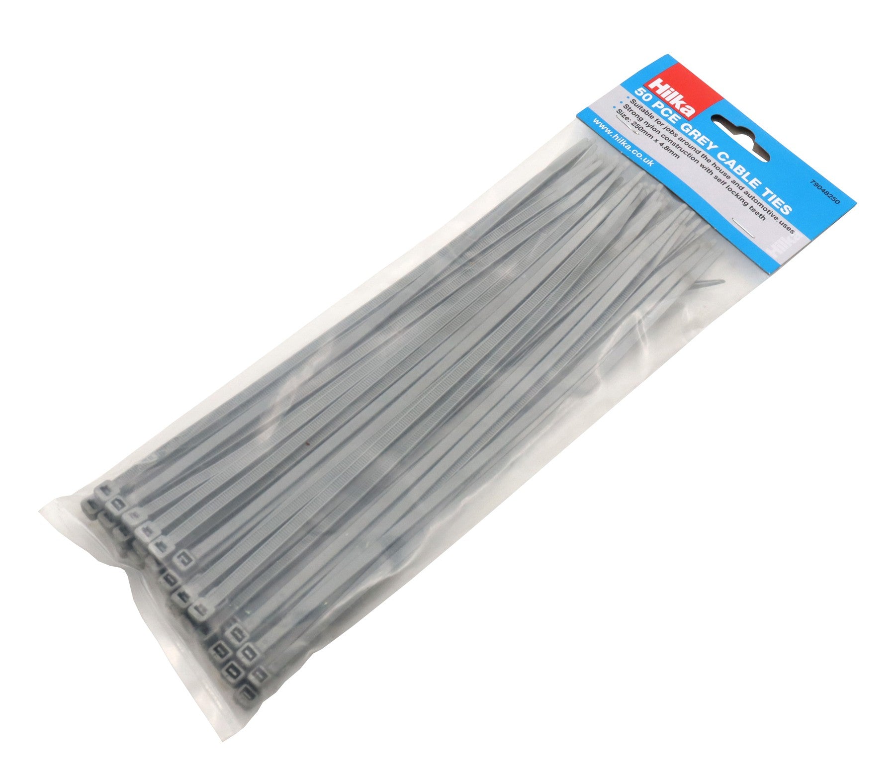 Hilka 50 4.8mm x 250mm Cable Ties Grey 79048250