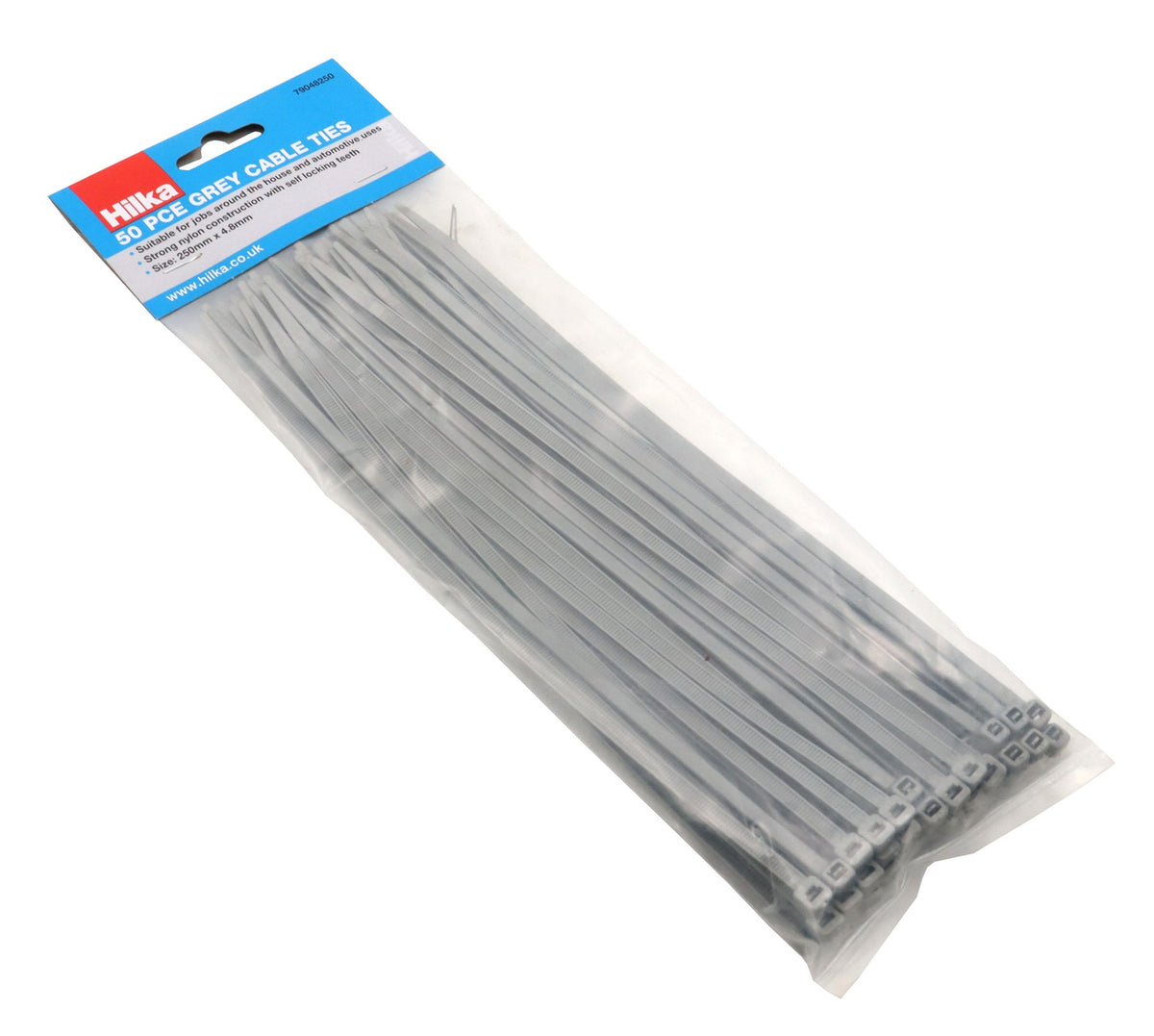 Hilka 50 4.8mm x 250mm Cable Ties Grey 79048250
