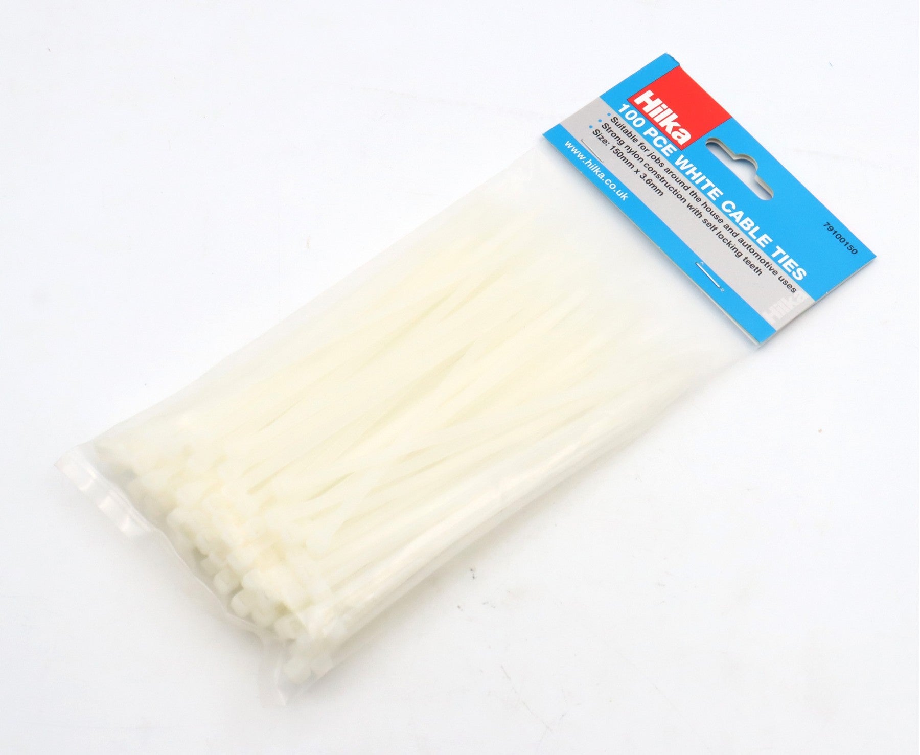 Hilka 100 3.6mm x 150mm Cable Ties White 79100150