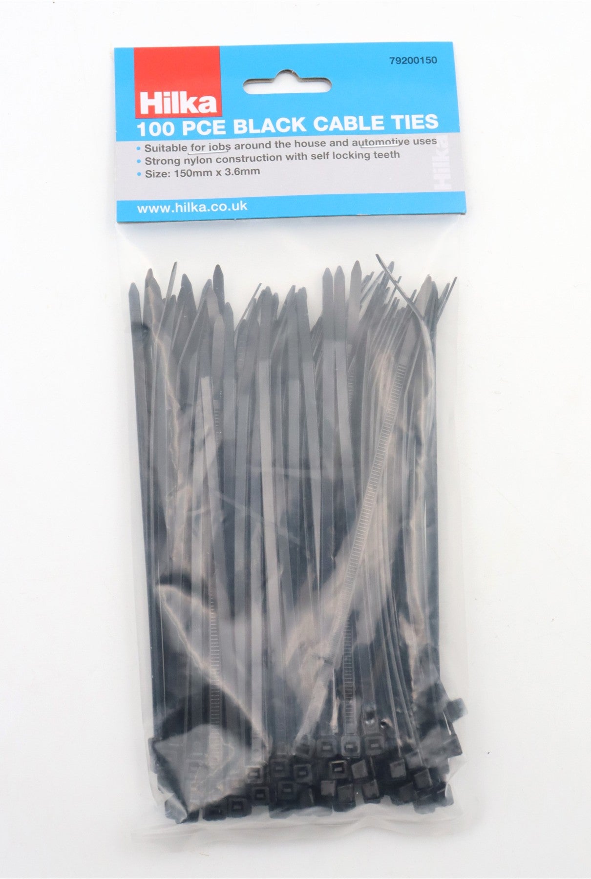 Hilka 100 3.6mm x 150mm Cable Ties Black 79200150