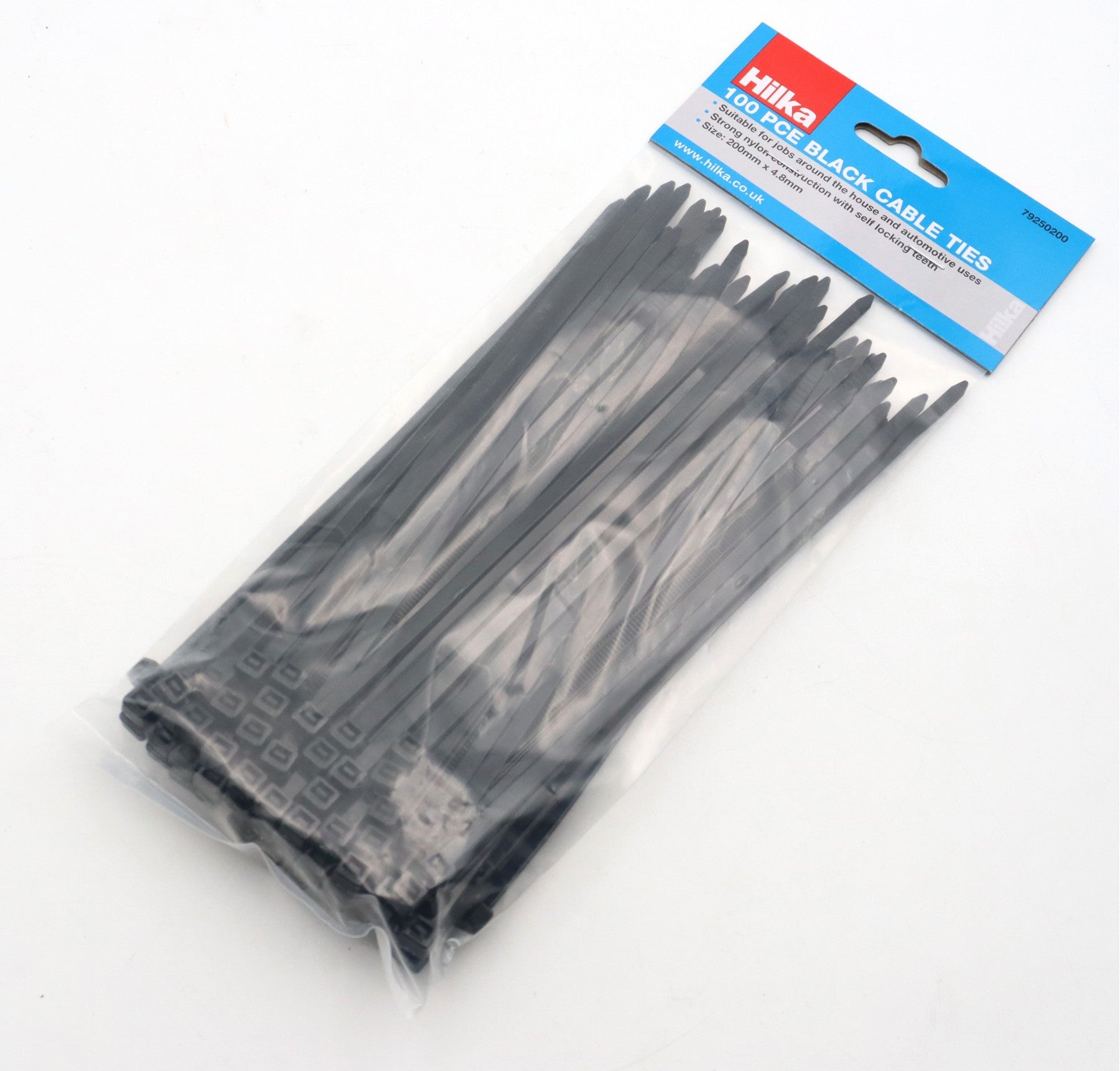 Hilka 100 4.8mm x 200mm Cable Ties Black 79250200