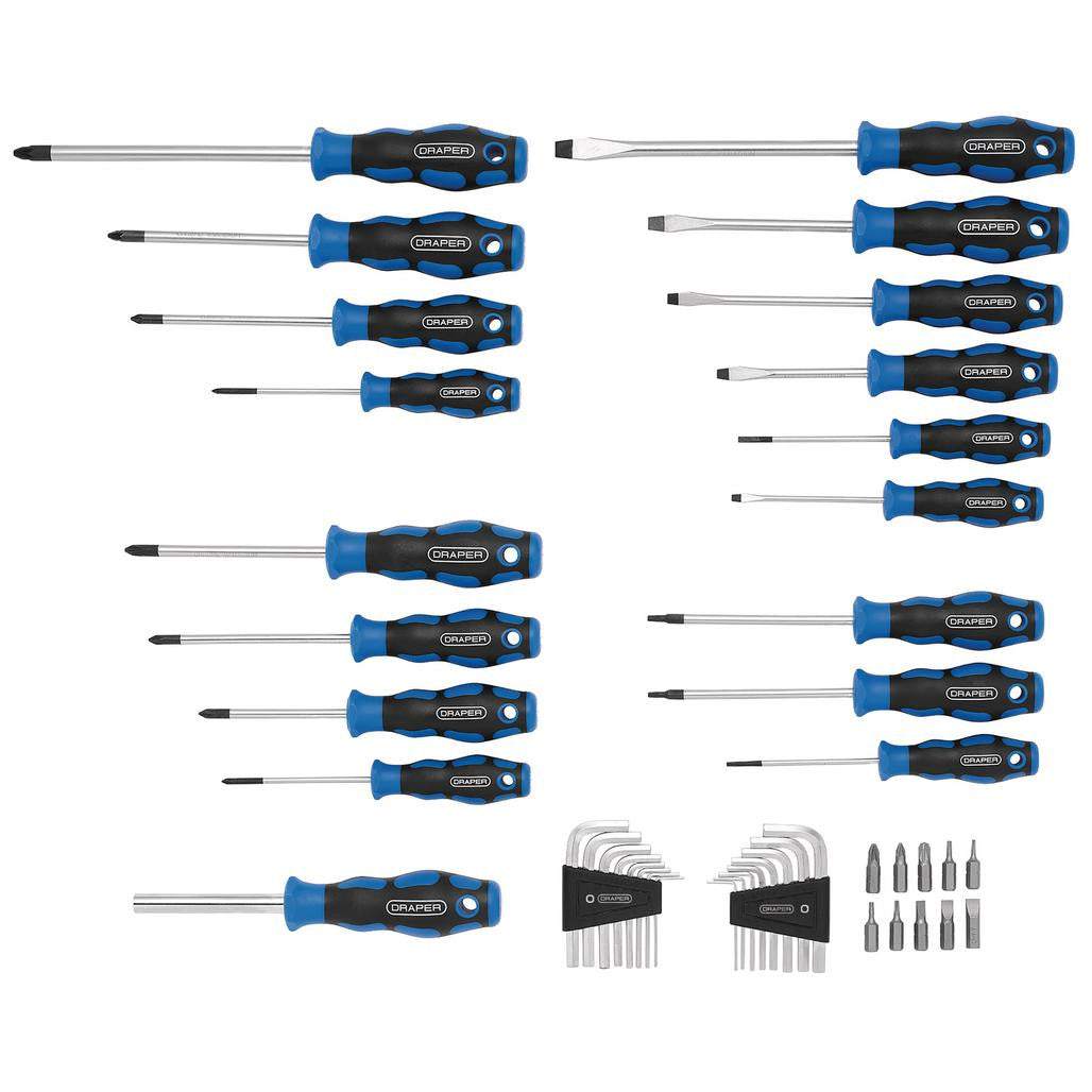 Draper Soft Grip Screwdriver, Hex. Key and Bit Set (44 Piece)  81294