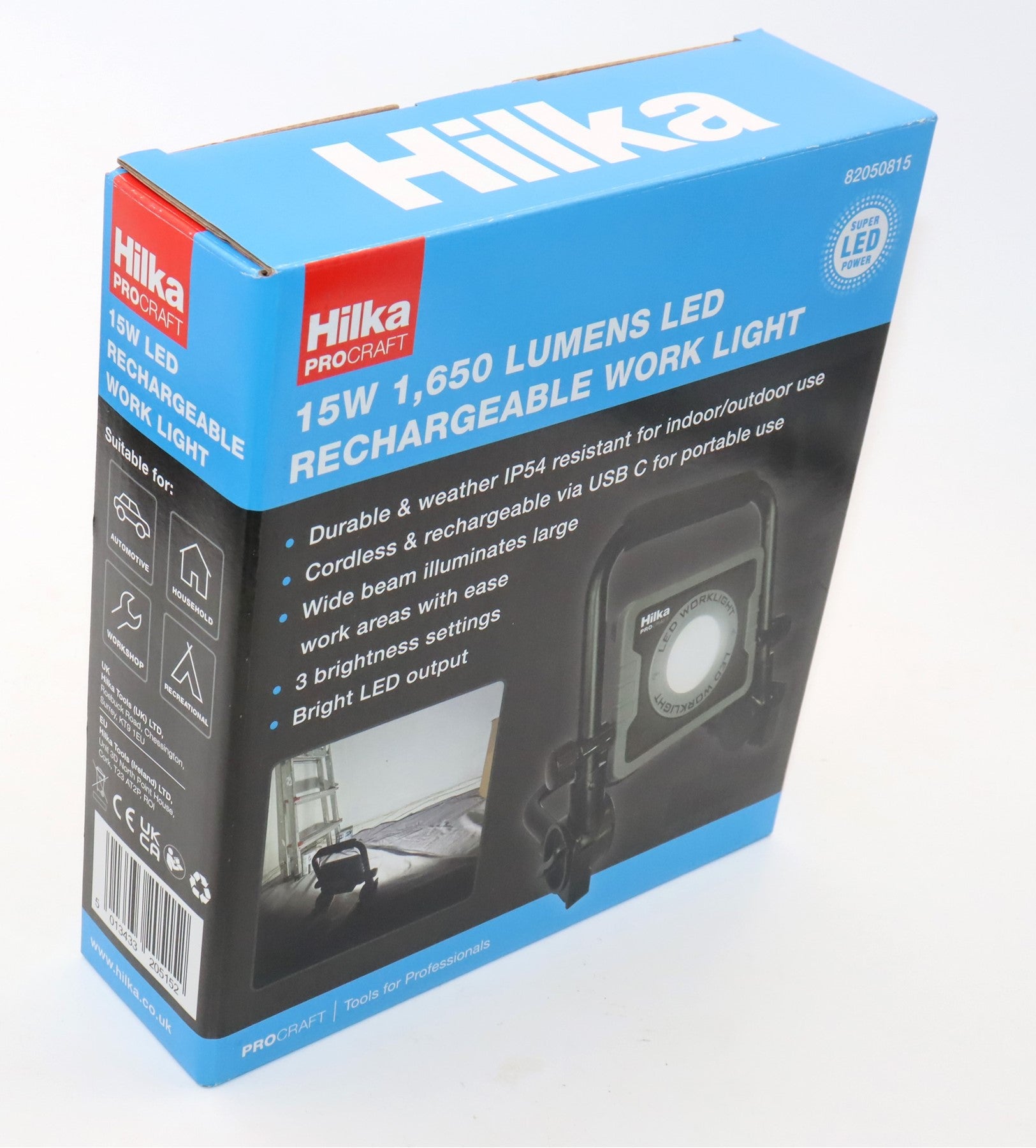 Hilka 15W 1,650 Lumens LED Rechargeable Work Light 82050815