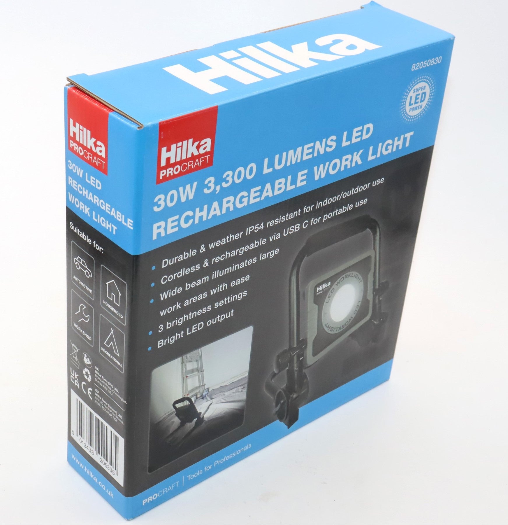Hilka 30W 3,300 Lumens LED Rechargeable Work Light 82050830