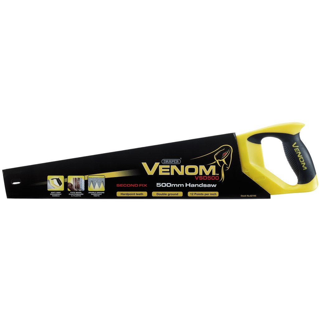 Draper Venom® Second Fix Double Ground Handsaw, 500mm, 11tpi/12ppi  82195