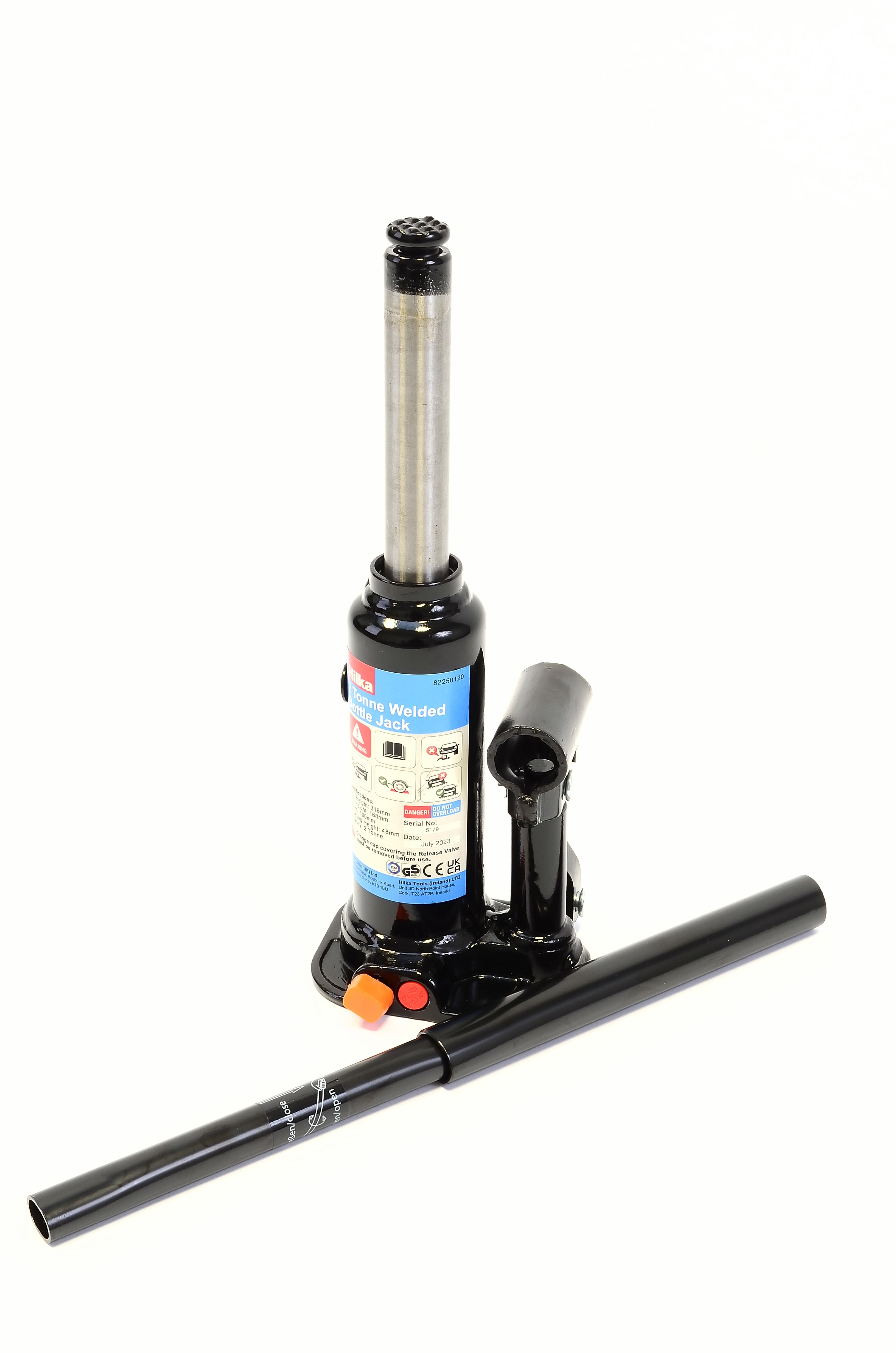 Hilka 2 Tonne 168 - 316mm Welded Bottle Jack in Case 82250120