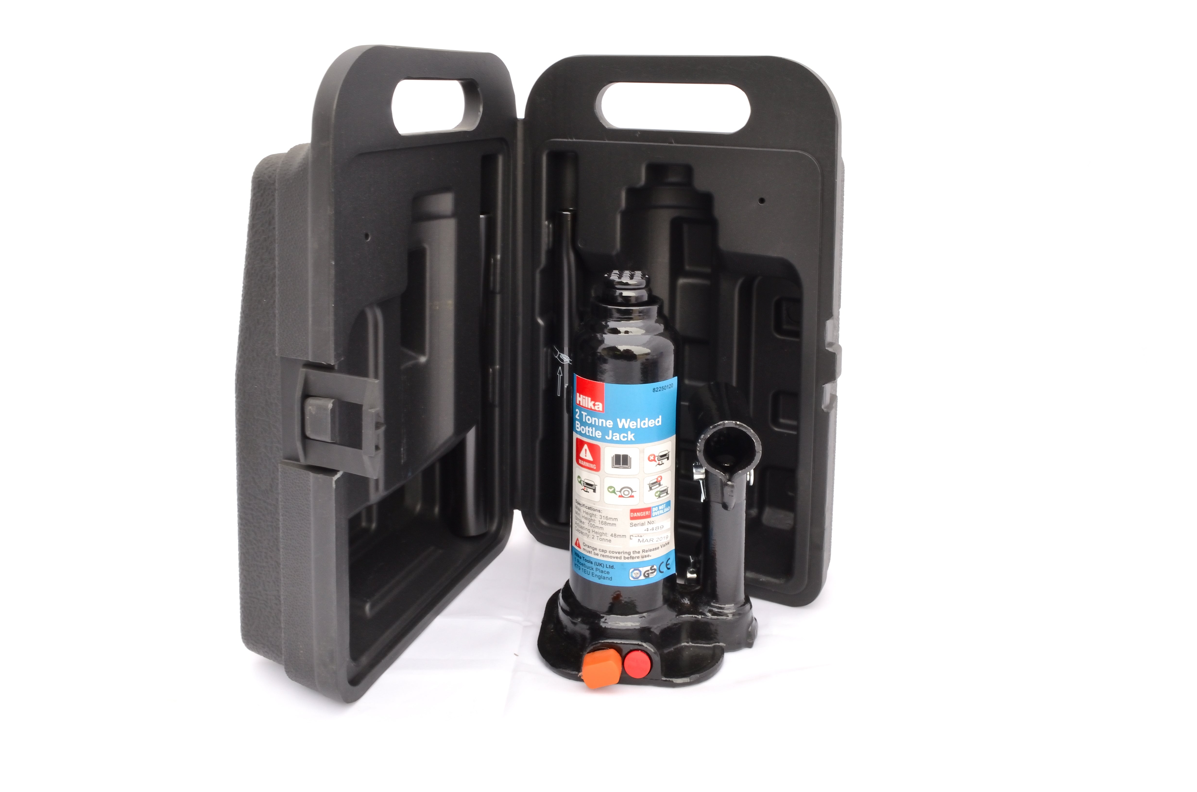 Hilka 2 Tonne 168 - 316mm Welded Bottle Jack in Case 82250120