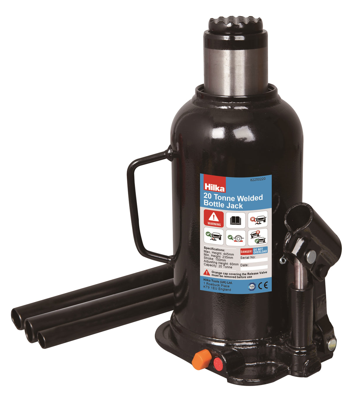 Hilka 20 Tonne 235 - 445mm Welded Bottle Jack 82250220