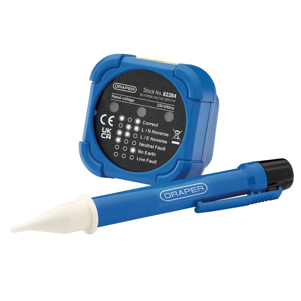 Draper 230V Socket and Voltage Tester Set, 200-600V, 3A 82384