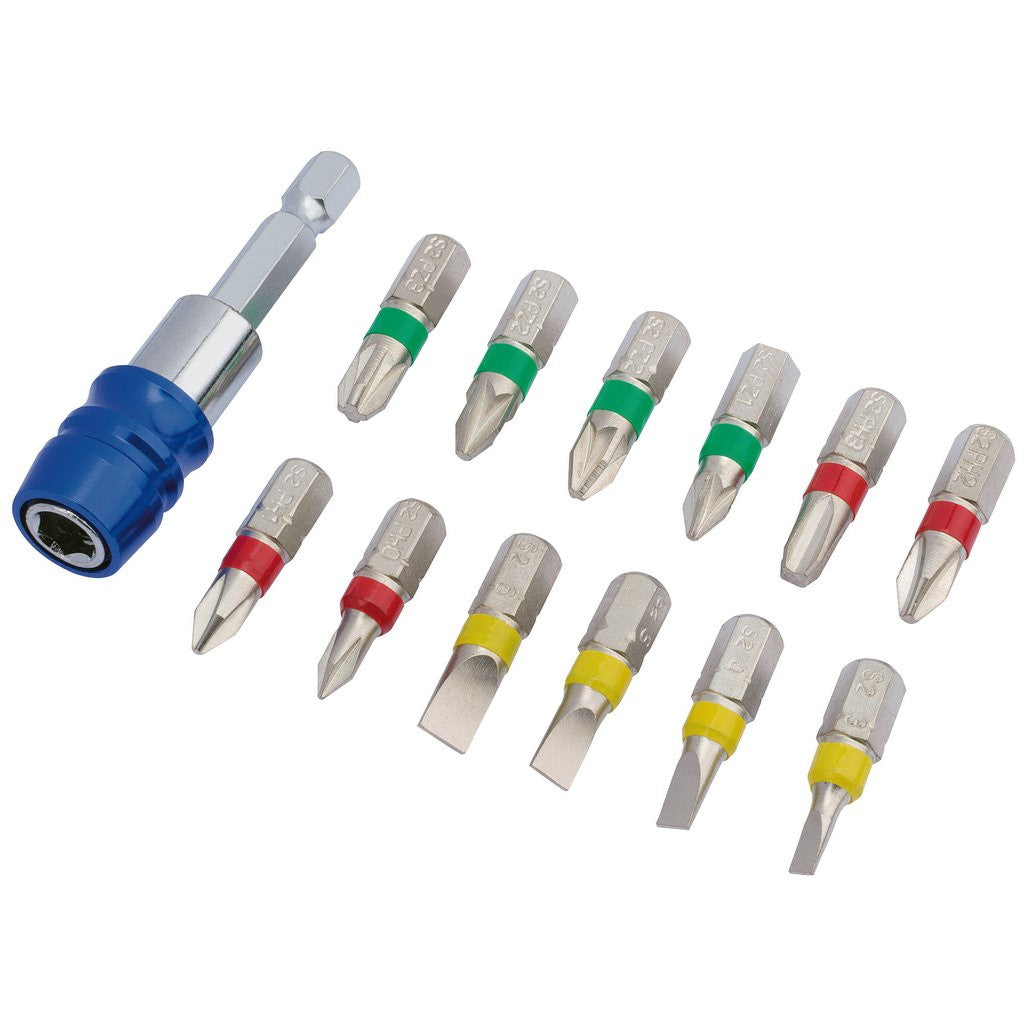 Draper Expert Coloured Screwdriver Bit Set With Magnetic Holder (13 Piece)  82401