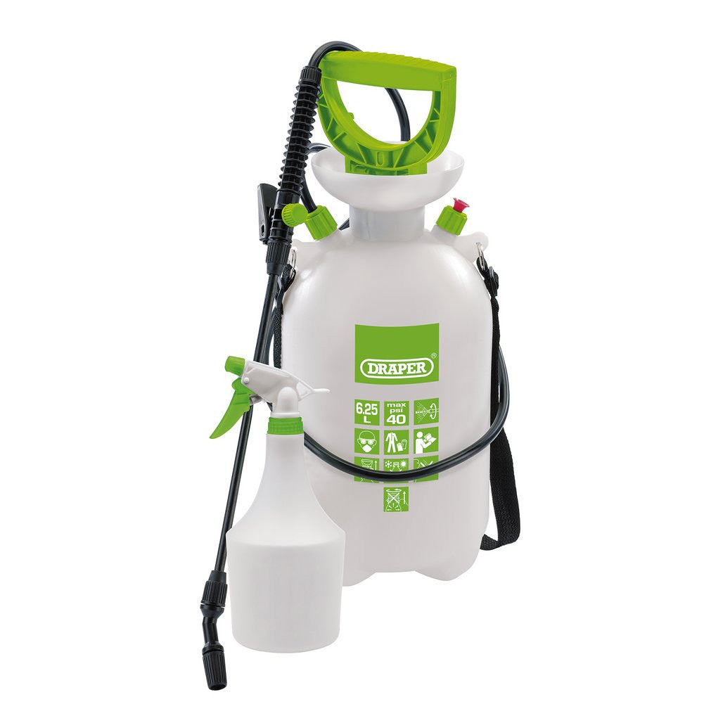 Draper Pressure Sprayer, 6.25L, with Mini Sprayer, 1L  82464