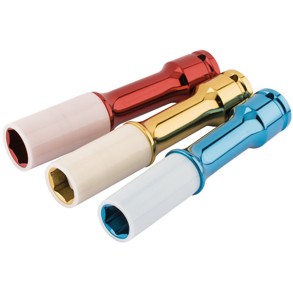 Draper Expert Long Reach Wheel Nut Socket for Alloy Wheels, 1/2" Sq. Dr. (3 Piece) 82981