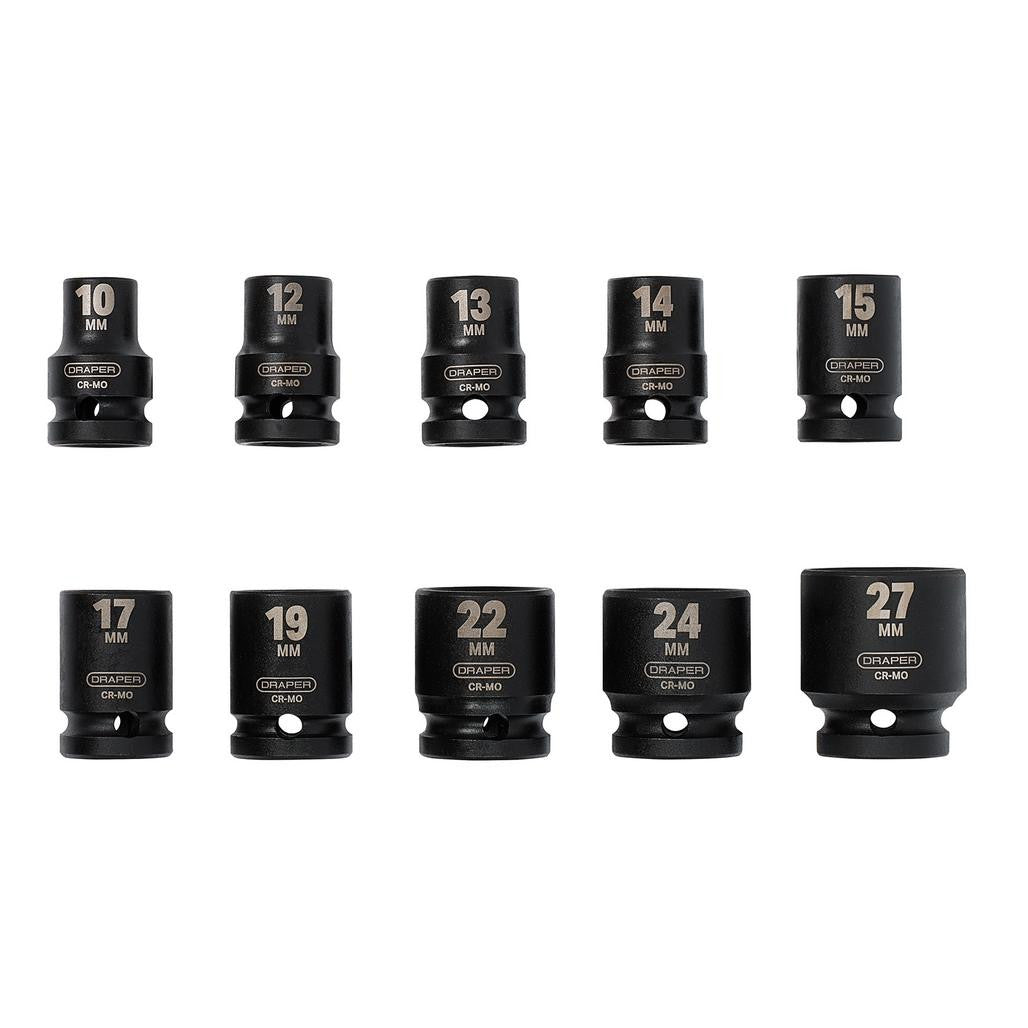 Draper HI-TORQ® Metric Impact Socket Set, 1/2" Sq. Dr. (10 Piece)  83092