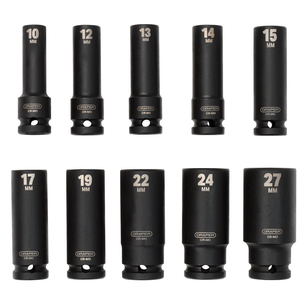 Draper Metric Deep Impact Socket Set, 1/2" Sq. Dr. (10 Piece)  83096